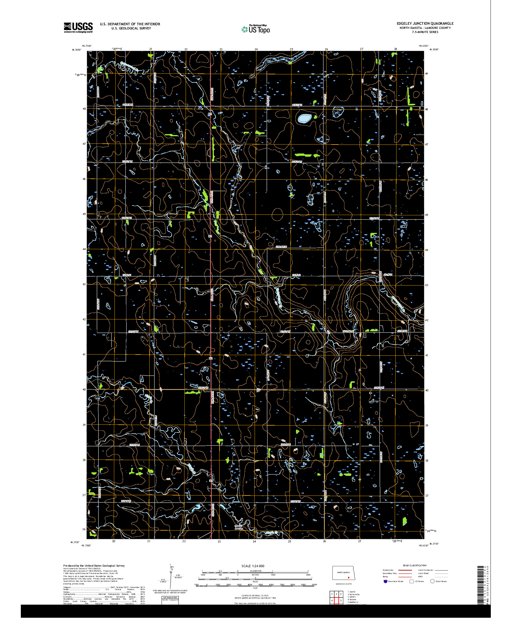 USGS US TOPO 7.5-MINUTE MAP FOR EDGELEY JUNCTION, ND 2017