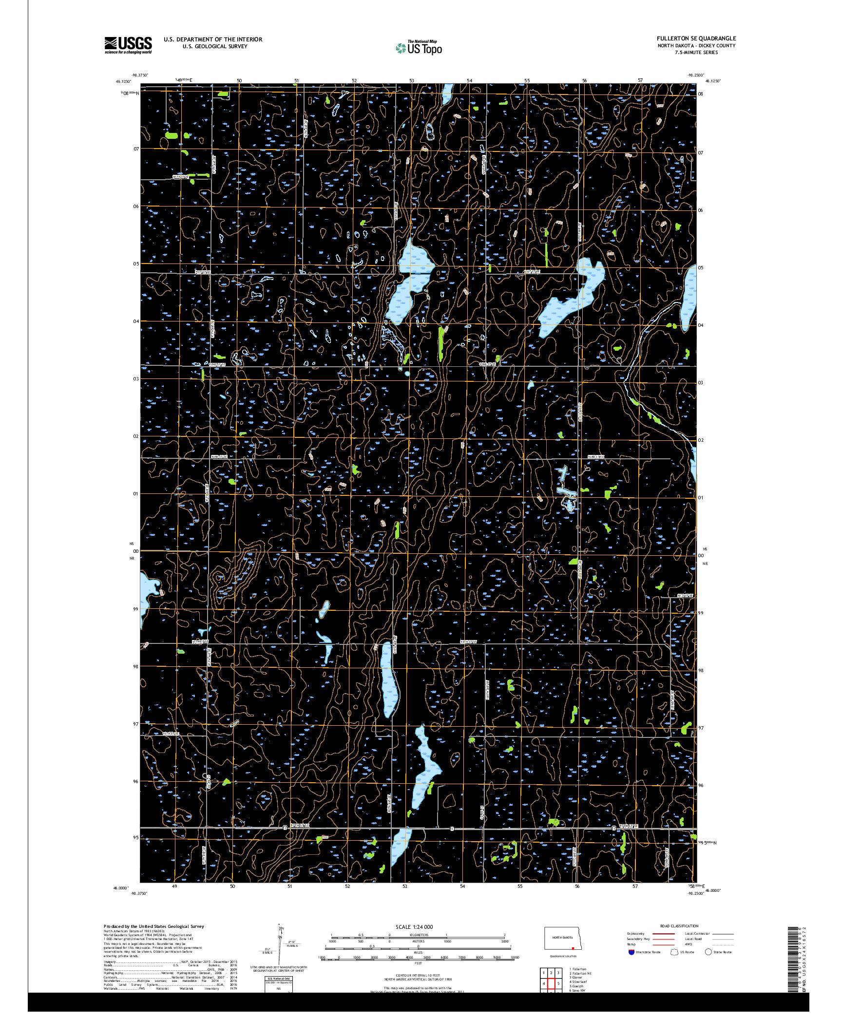 USGS US TOPO 7.5-MINUTE MAP FOR FULLERTON SE, ND 2017