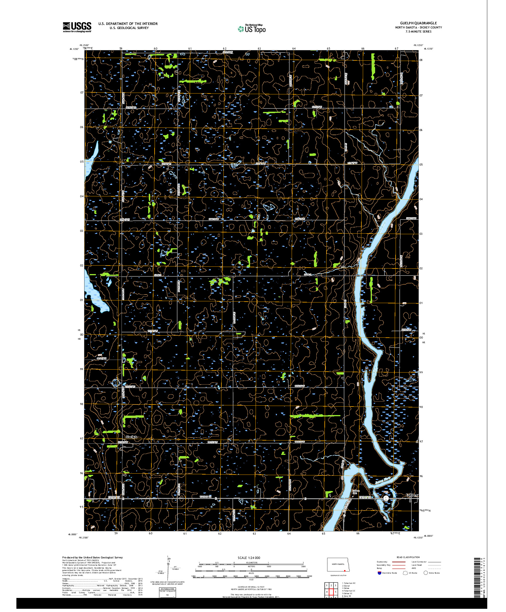 USGS US TOPO 7.5-MINUTE MAP FOR GUELPH, ND 2017