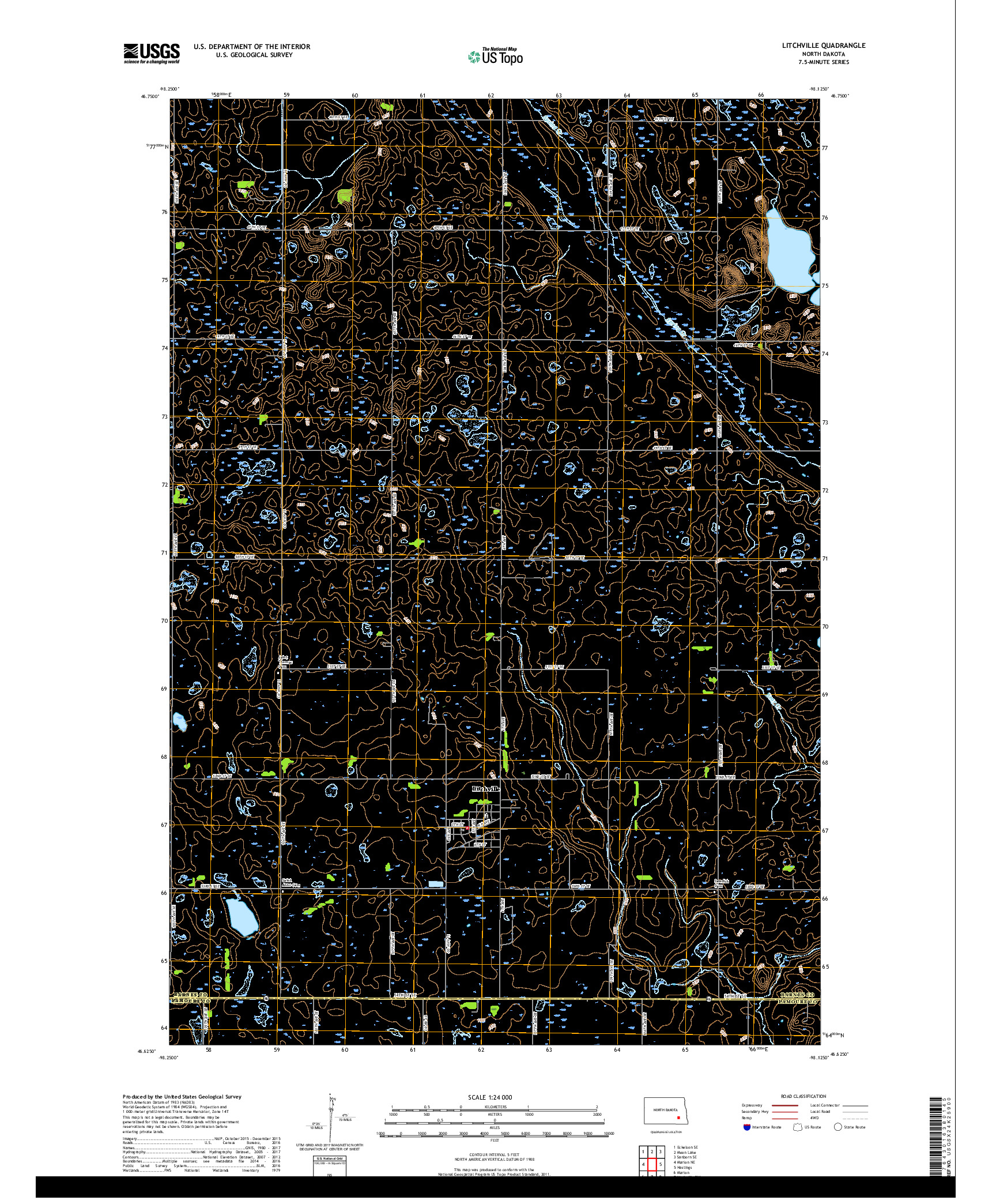 USGS US TOPO 7.5-MINUTE MAP FOR LITCHVILLE, ND 2017