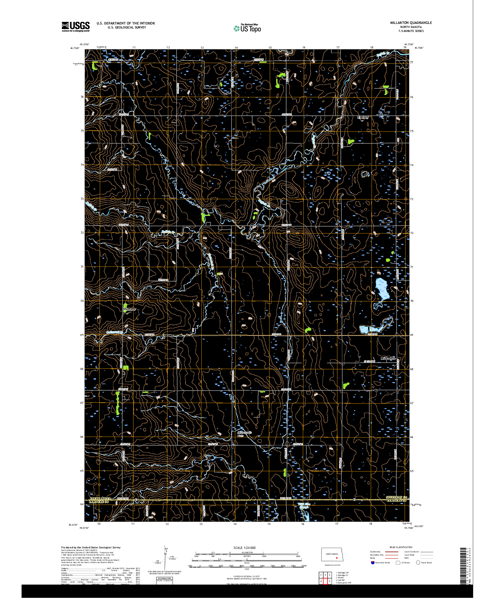 USGS US TOPO 7.5-MINUTE MAP FOR MILLARTON, ND 2017