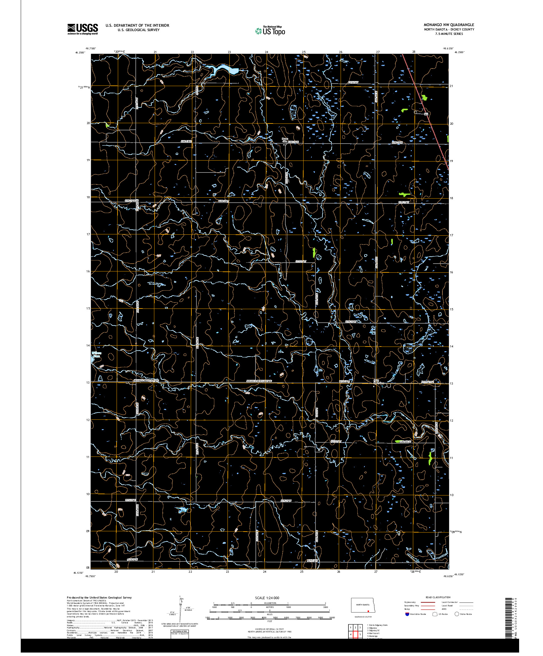 USGS US TOPO 7.5-MINUTE MAP FOR MONANGO NW, ND 2017