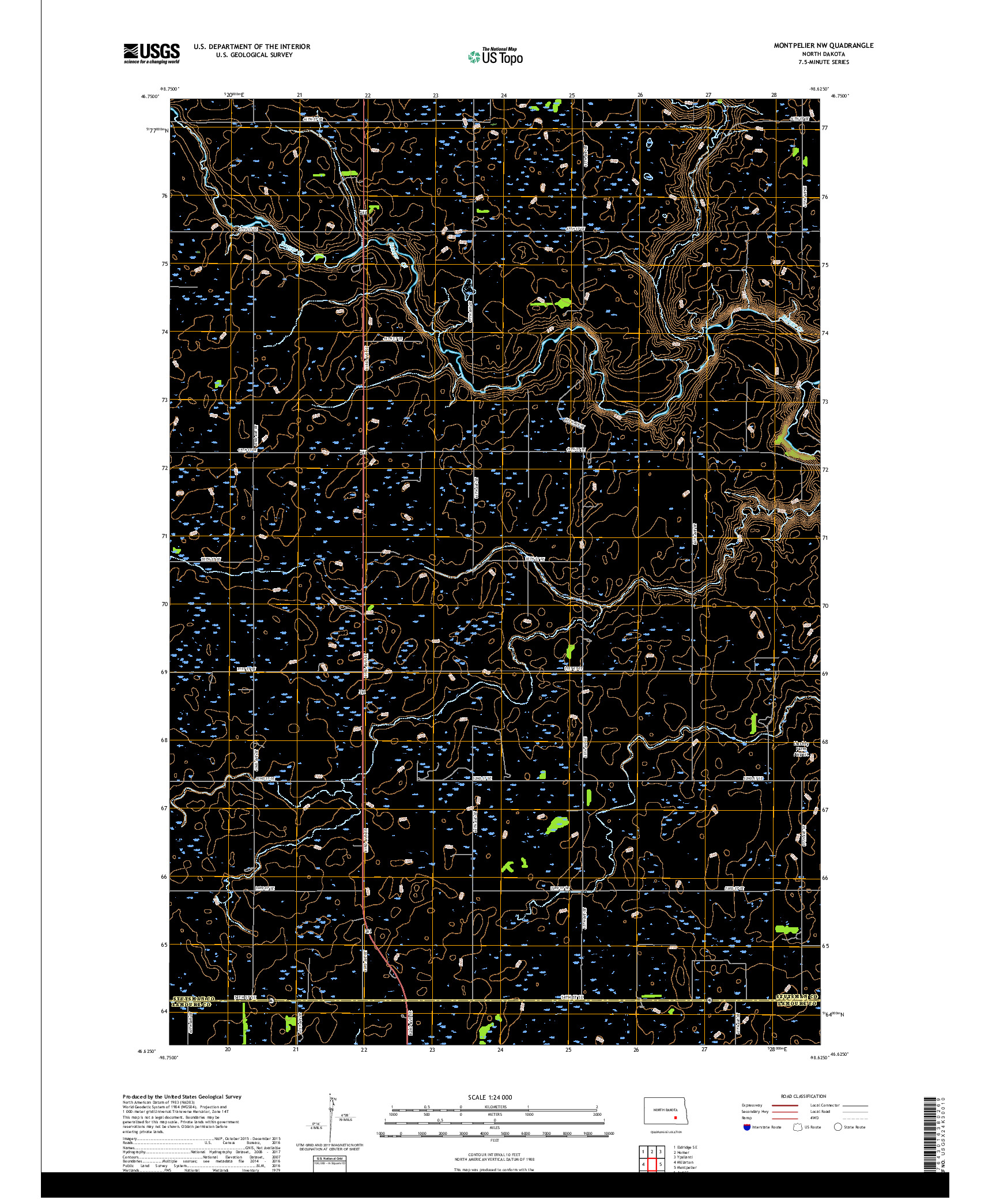 USGS US TOPO 7.5-MINUTE MAP FOR MONTPELIER NW, ND 2017