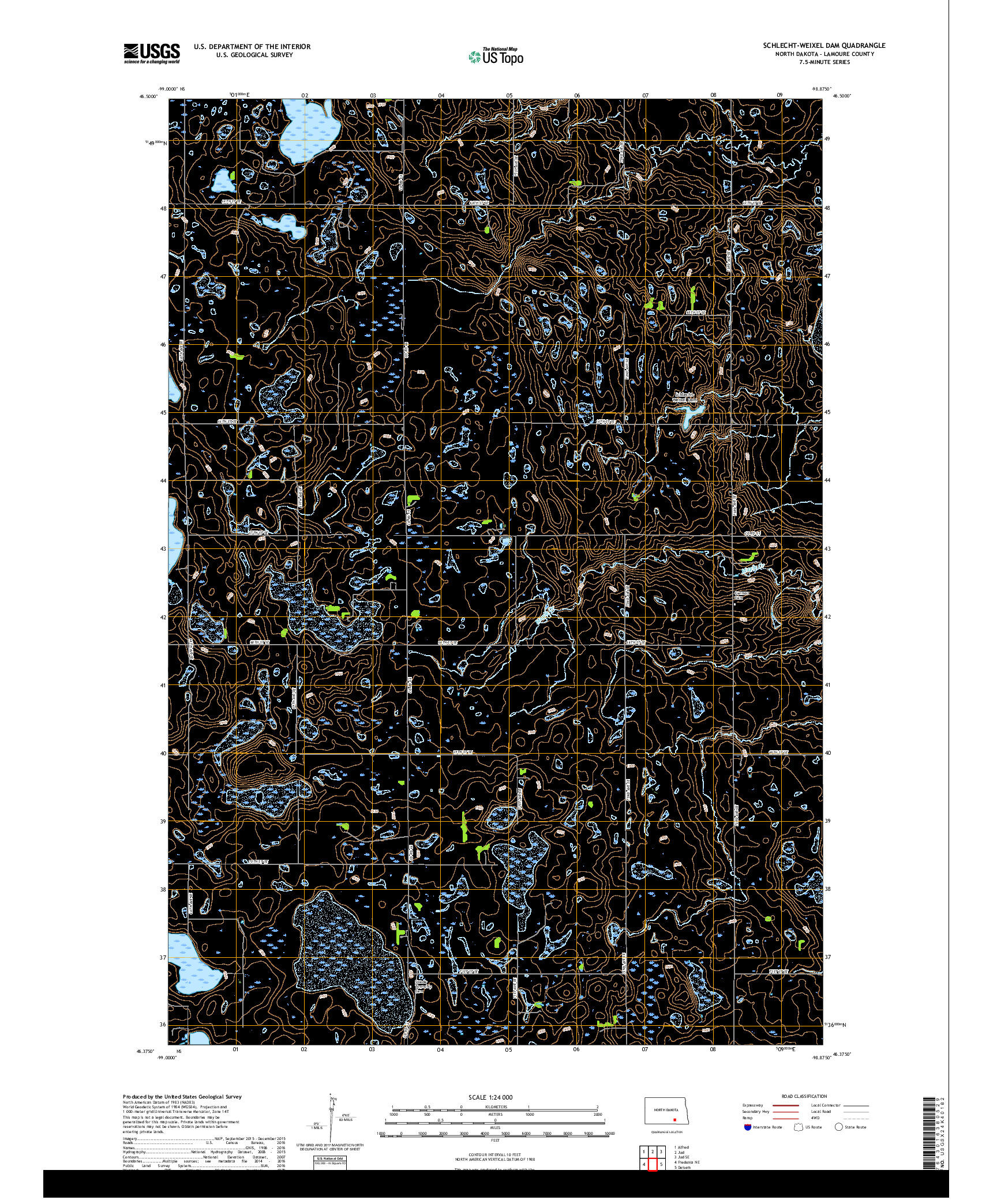 USGS US TOPO 7.5-MINUTE MAP FOR SCHLECHT-WEIXEL DAM, ND 2017
