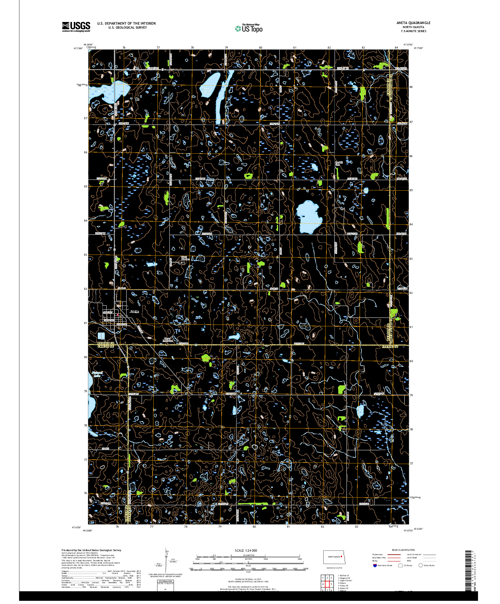 USGS US TOPO 7.5-MINUTE MAP FOR ANETA, ND 2017