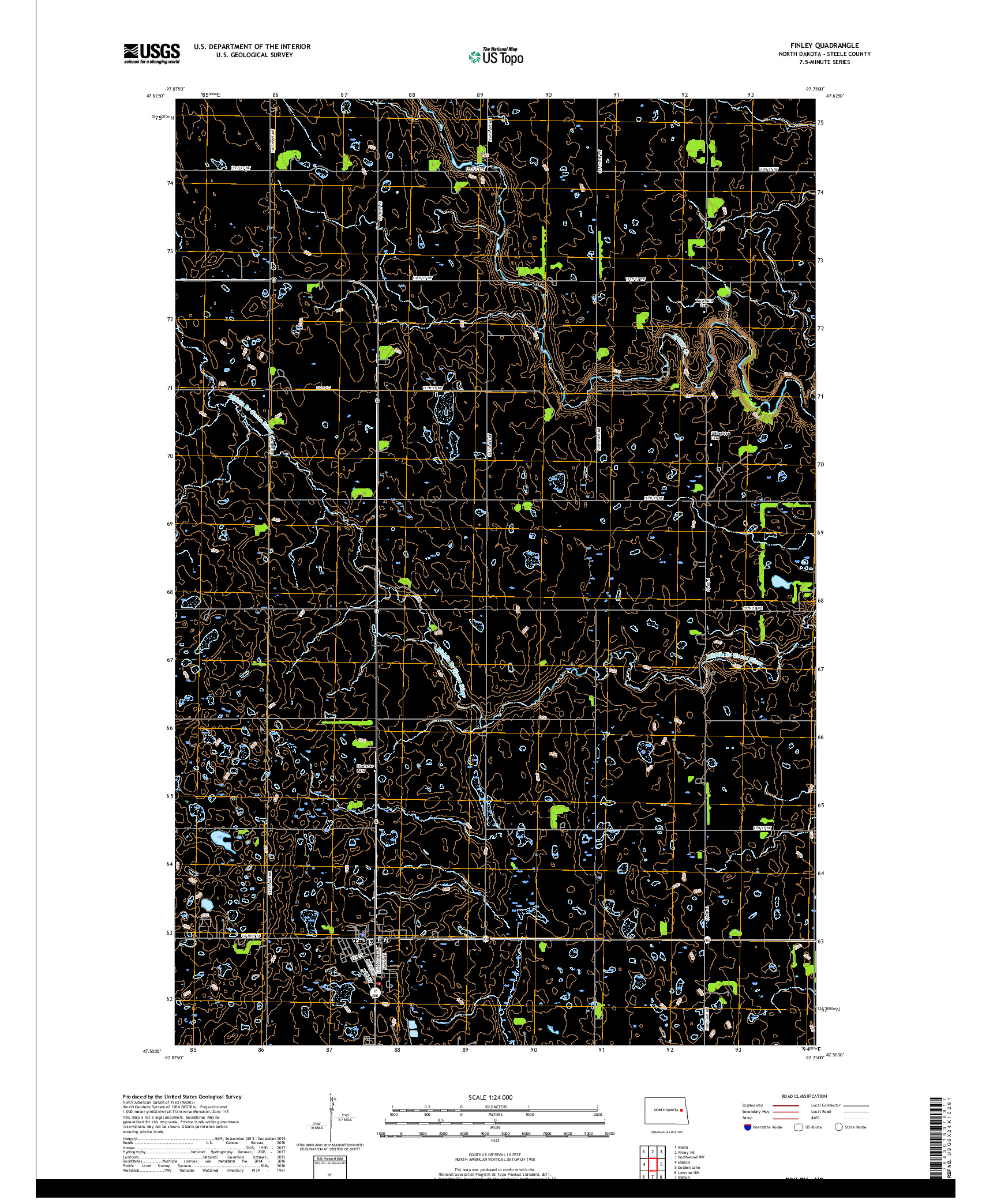 USGS US TOPO 7.5-MINUTE MAP FOR FINLEY, ND 2017