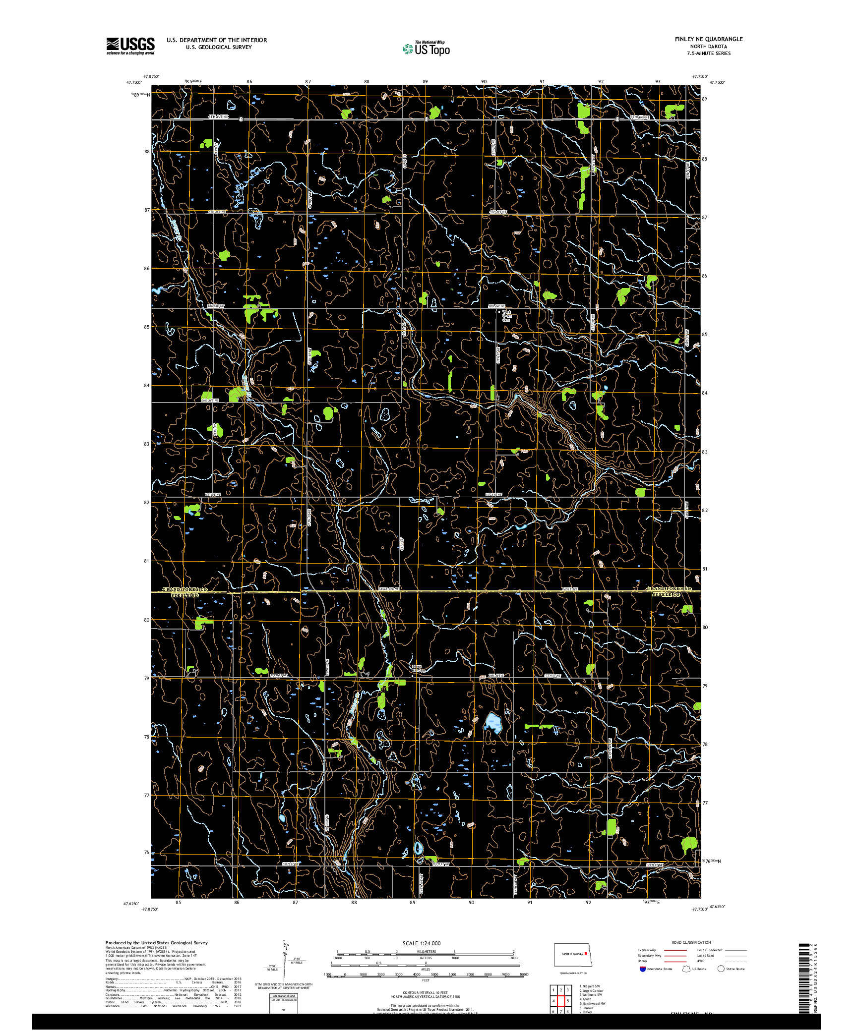 USGS US TOPO 7.5-MINUTE MAP FOR FINLEY NE, ND 2017