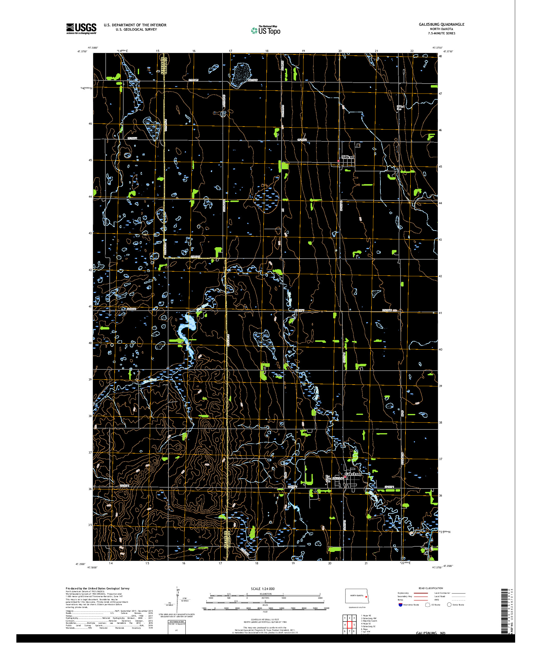 USGS US TOPO 7.5-MINUTE MAP FOR GALESBURG, ND 2017