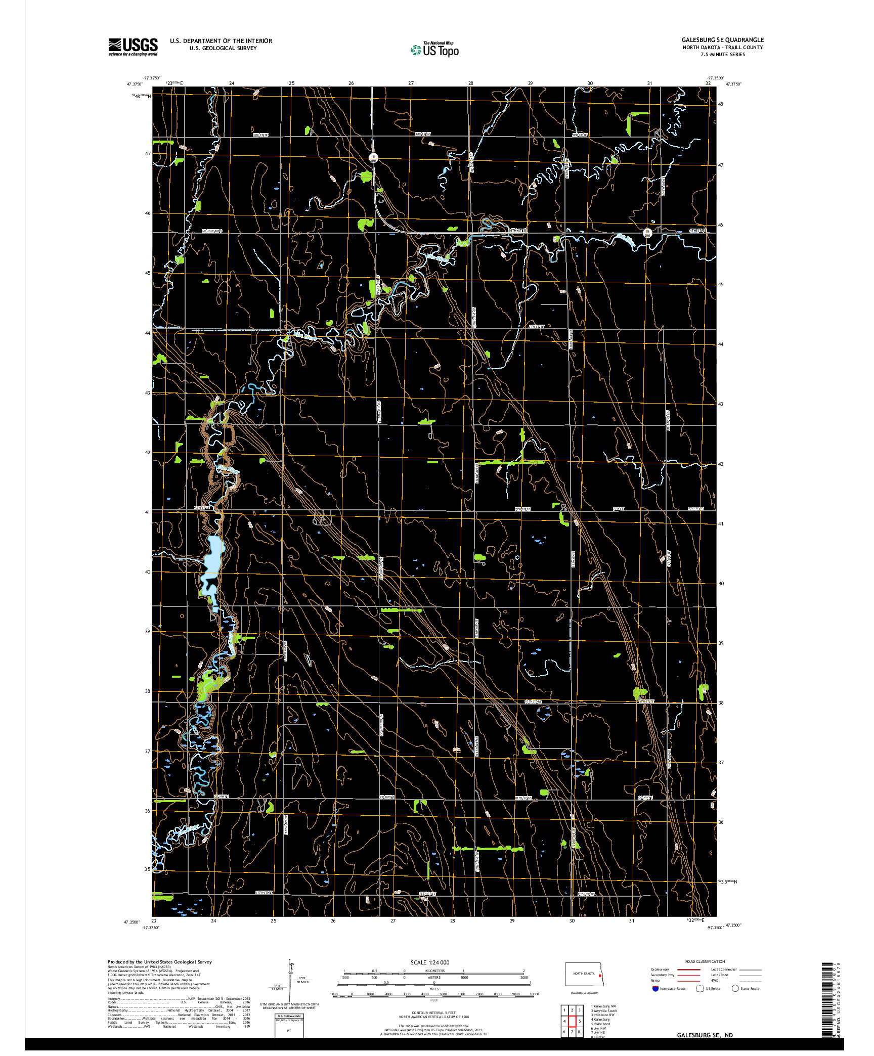 USGS US TOPO 7.5-MINUTE MAP FOR GALESBURG SE, ND 2017