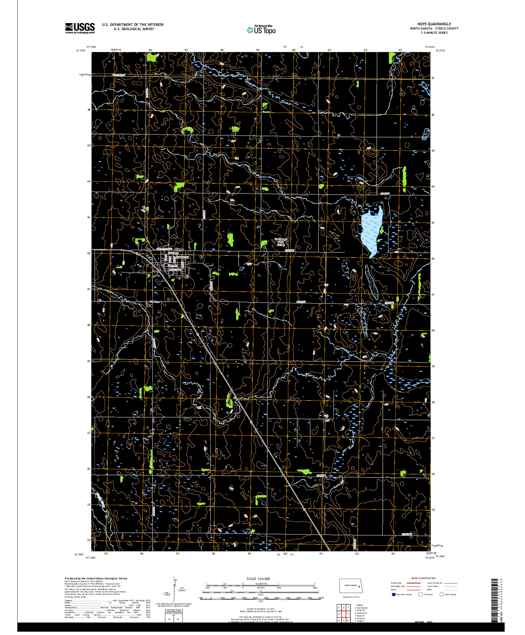 USGS US TOPO 7.5-MINUTE MAP FOR HOPE, ND 2017