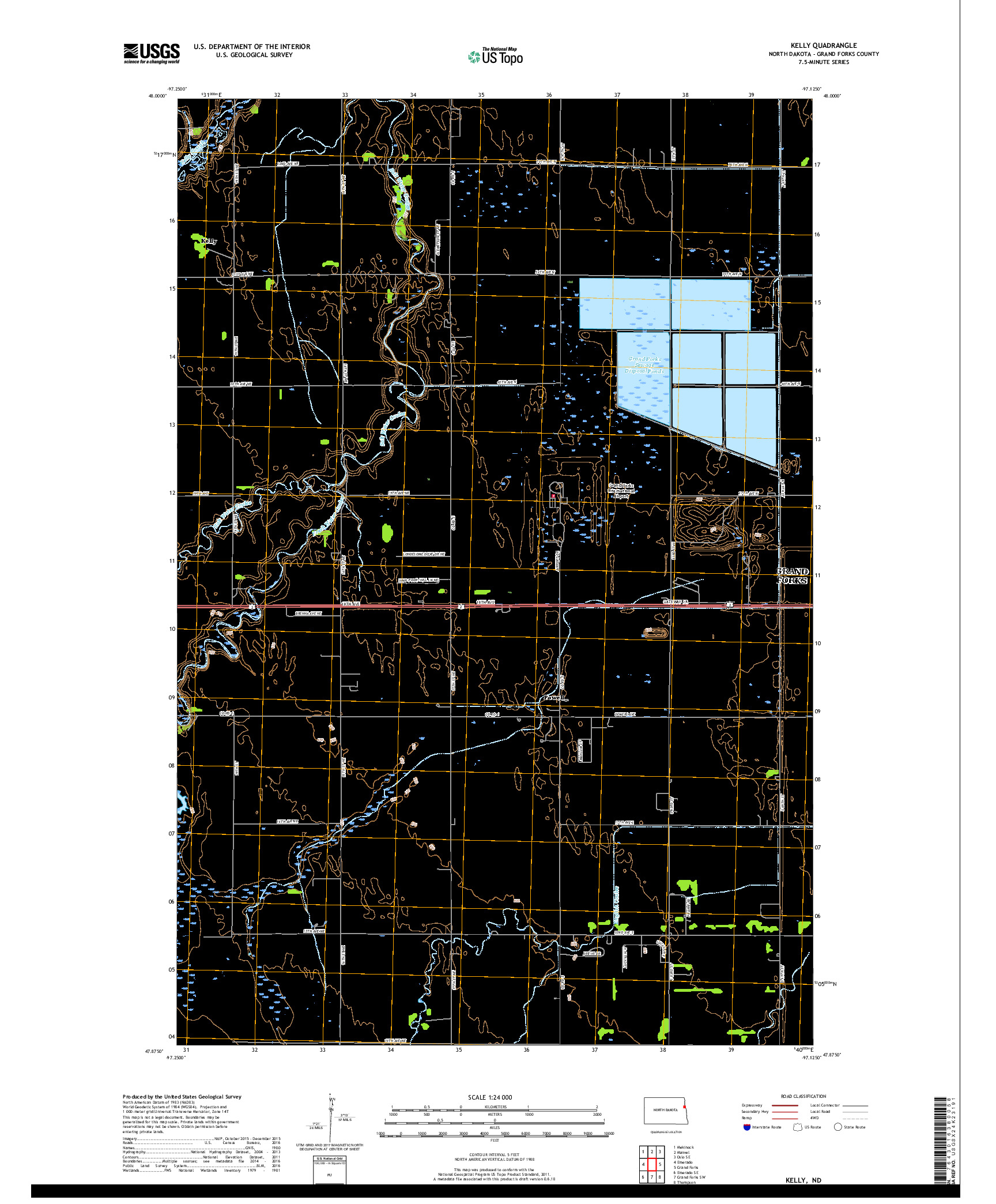 USGS US TOPO 7.5-MINUTE MAP FOR KELLY, ND 2017