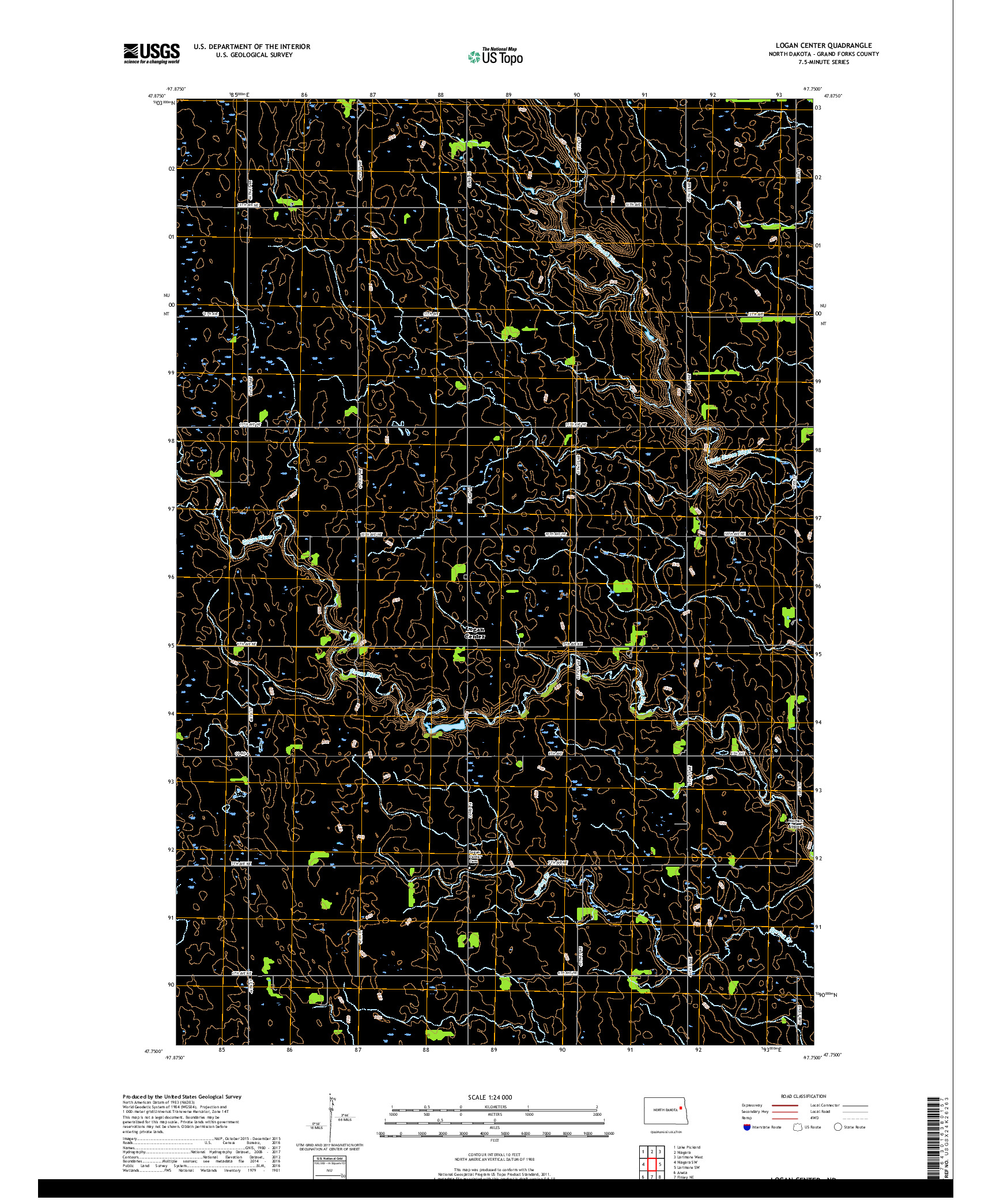 USGS US TOPO 7.5-MINUTE MAP FOR LOGAN CENTER, ND 2017