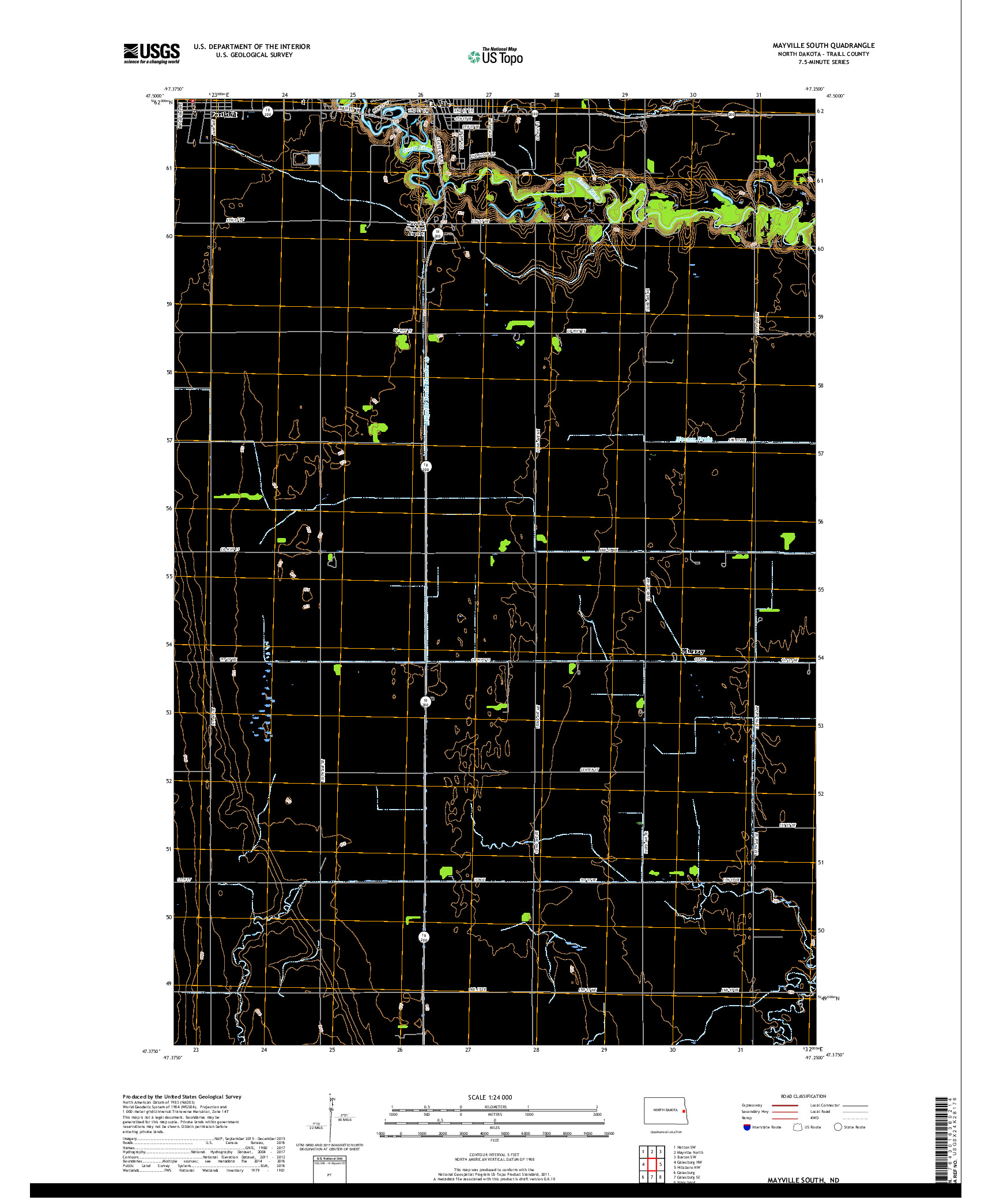 USGS US TOPO 7.5-MINUTE MAP FOR MAYVILLE SOUTH, ND 2017