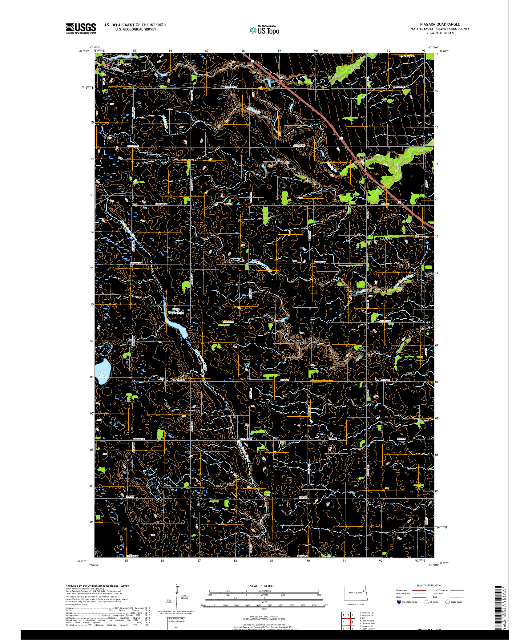 USGS US TOPO 7.5-MINUTE MAP FOR NIAGARA, ND 2017