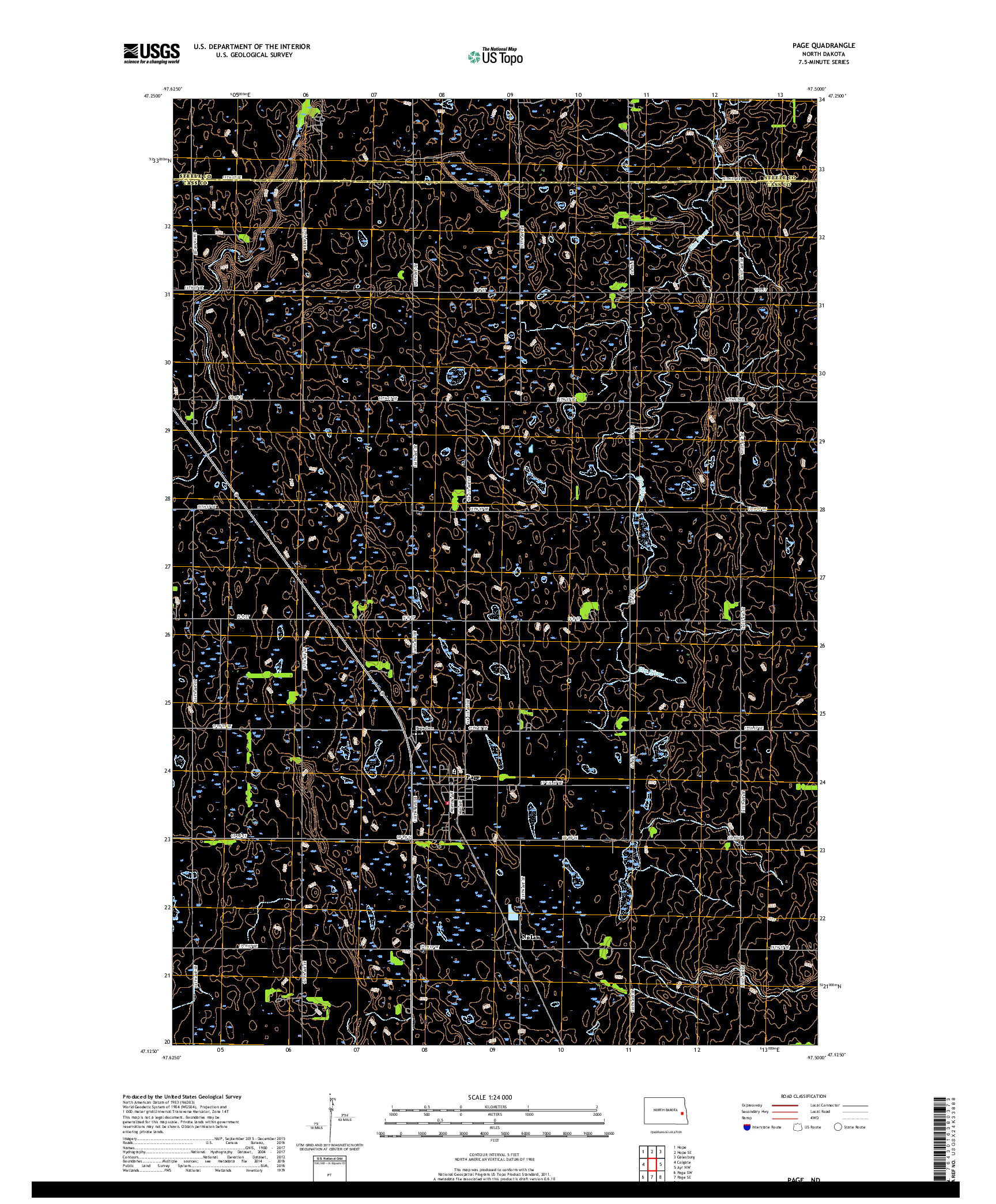 USGS US TOPO 7.5-MINUTE MAP FOR PAGE, ND 2017