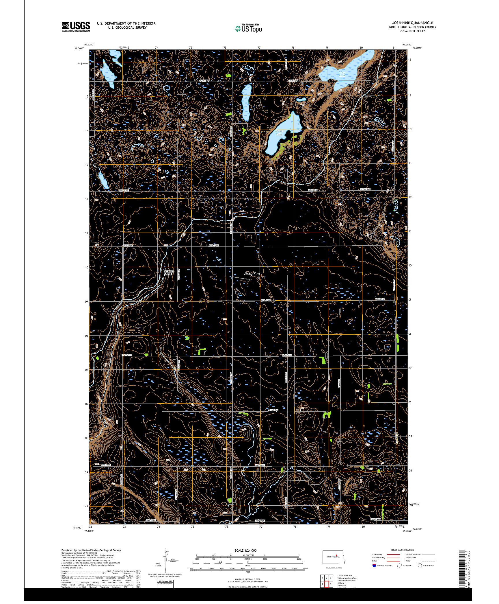 USGS US TOPO 7.5-MINUTE MAP FOR JOSEPHINE, ND 2017