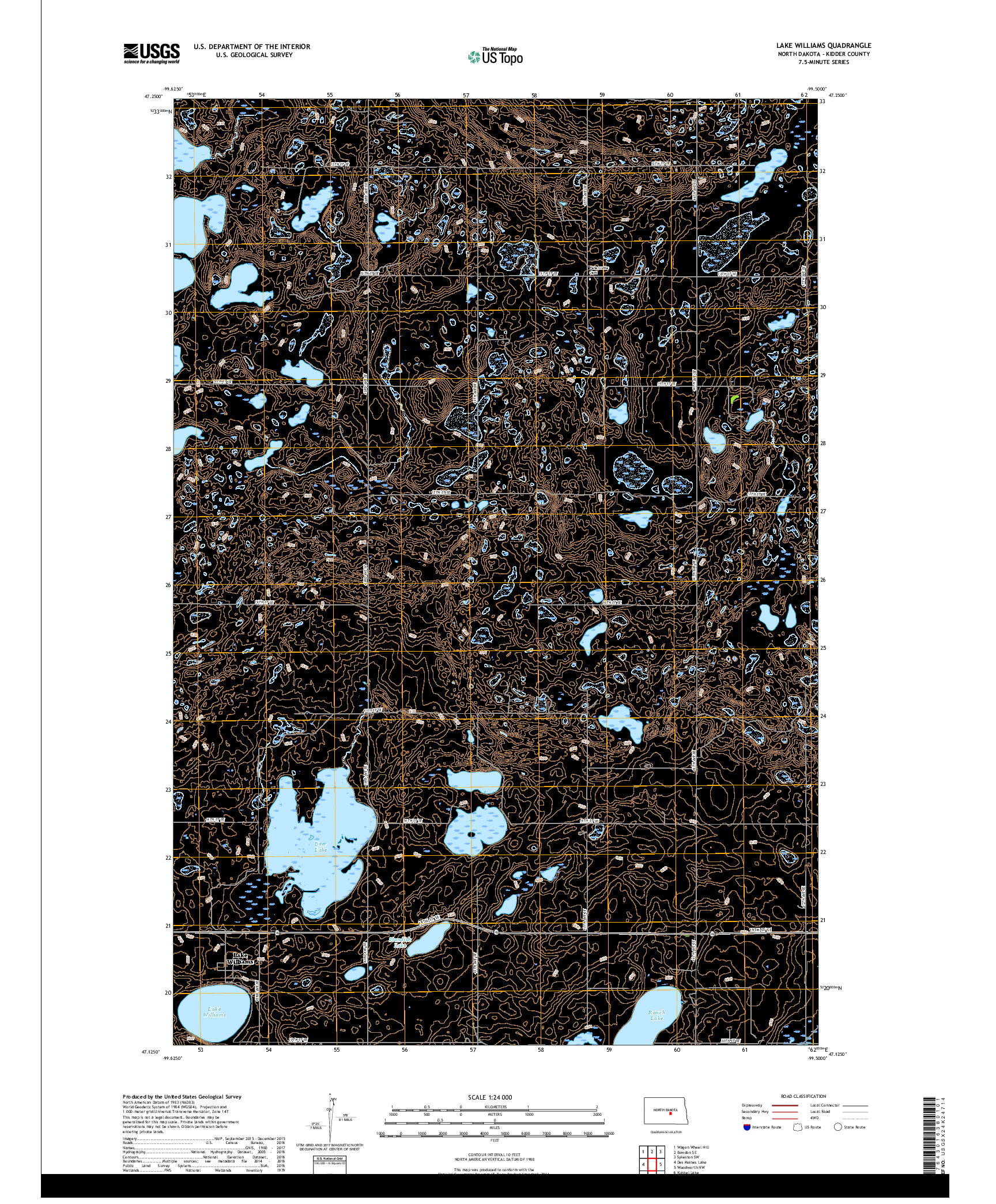 USGS US TOPO 7.5-MINUTE MAP FOR LAKE WILLIAMS, ND 2017