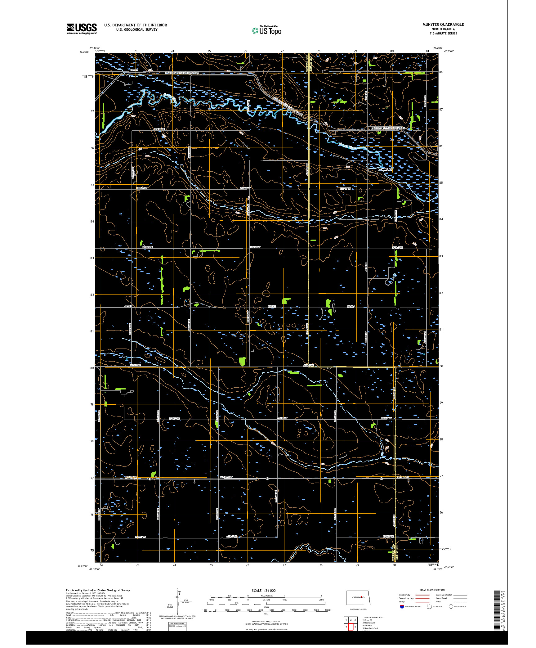 USGS US TOPO 7.5-MINUTE MAP FOR MUNSTER, ND 2017