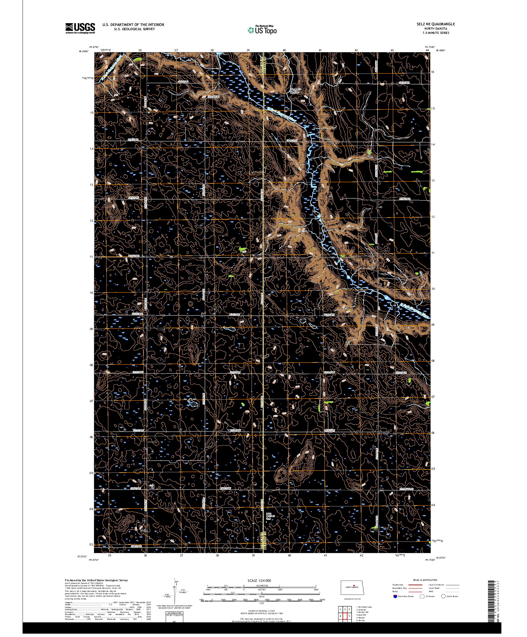 USGS US TOPO 7.5-MINUTE MAP FOR SELZ NE, ND 2017