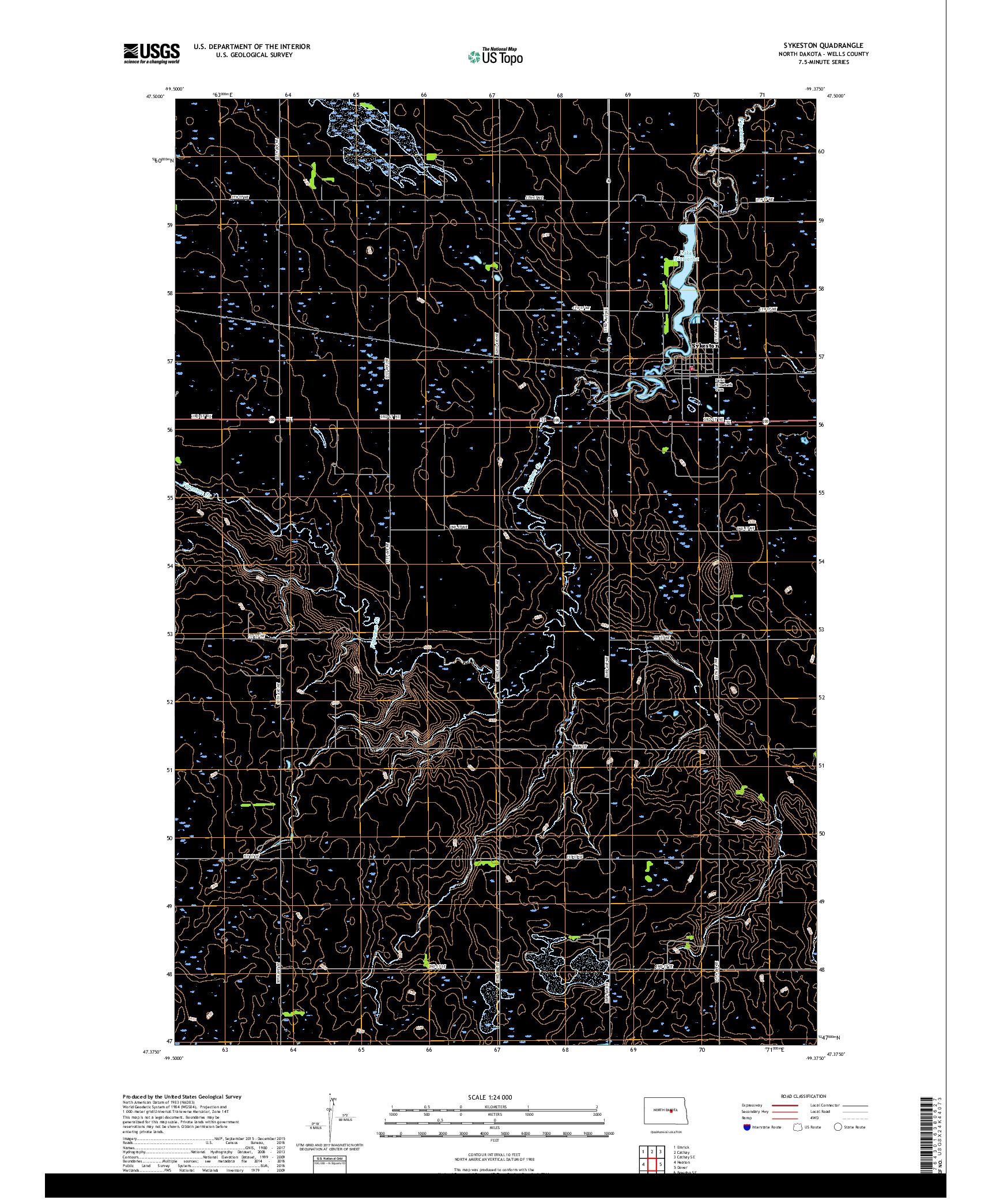 USGS US TOPO 7.5-MINUTE MAP FOR SYKESTON, ND 2017