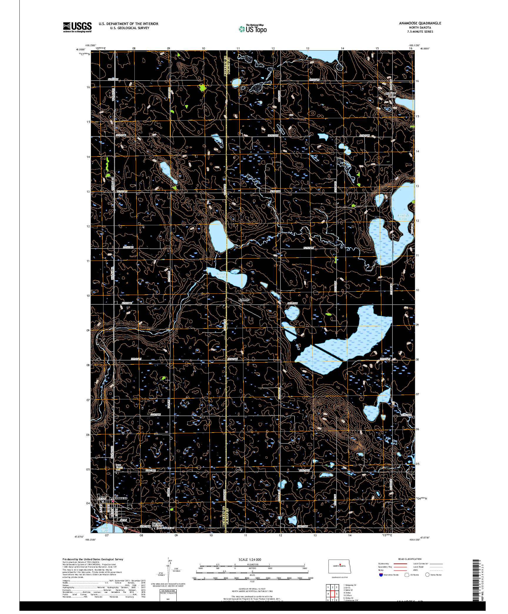 USGS US TOPO 7.5-MINUTE MAP FOR ANAMOOSE, ND 2017