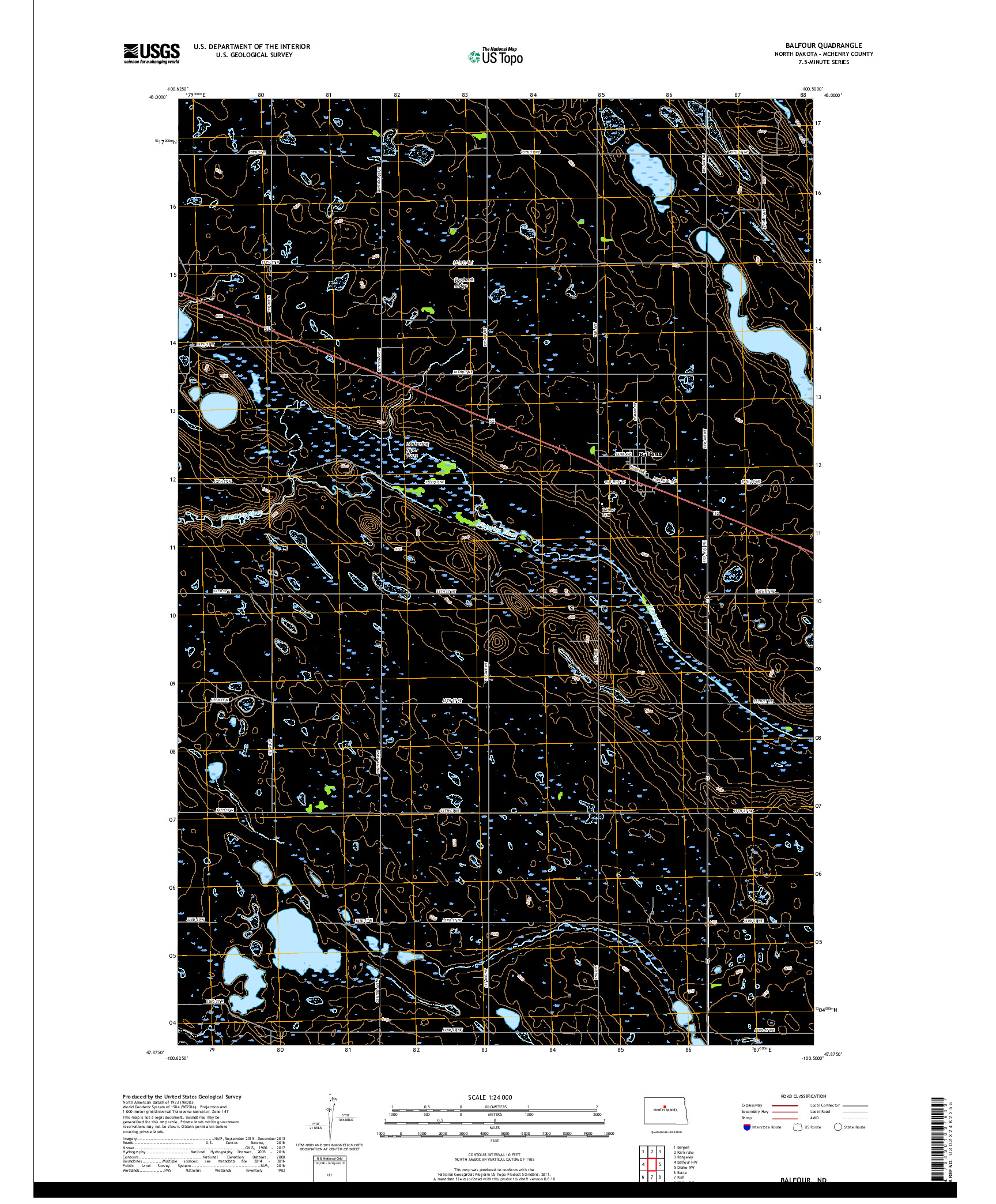 USGS US TOPO 7.5-MINUTE MAP FOR BALFOUR, ND 2017