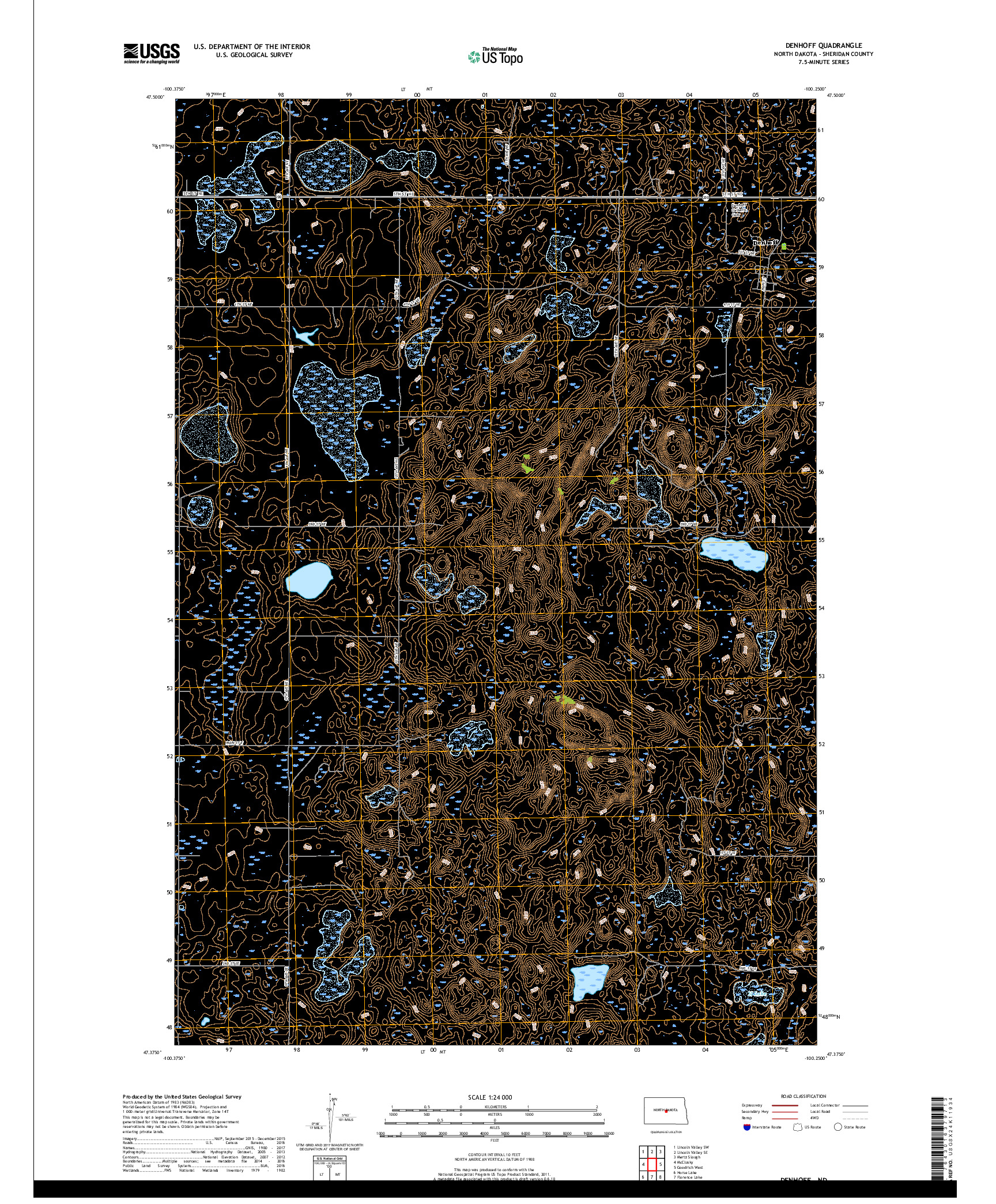 USGS US TOPO 7.5-MINUTE MAP FOR DENHOFF, ND 2017