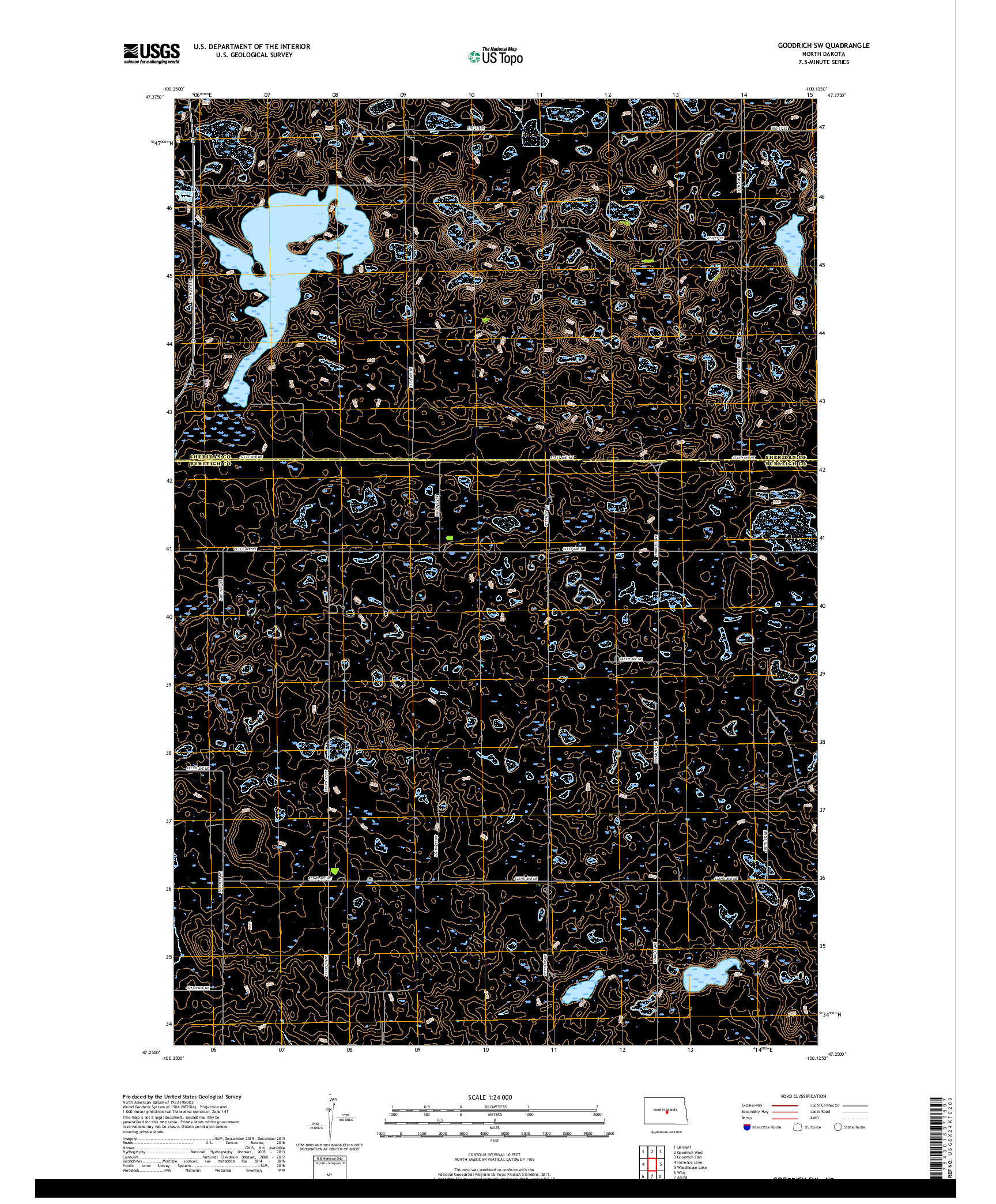 USGS US TOPO 7.5-MINUTE MAP FOR GOODRICH SW, ND 2017