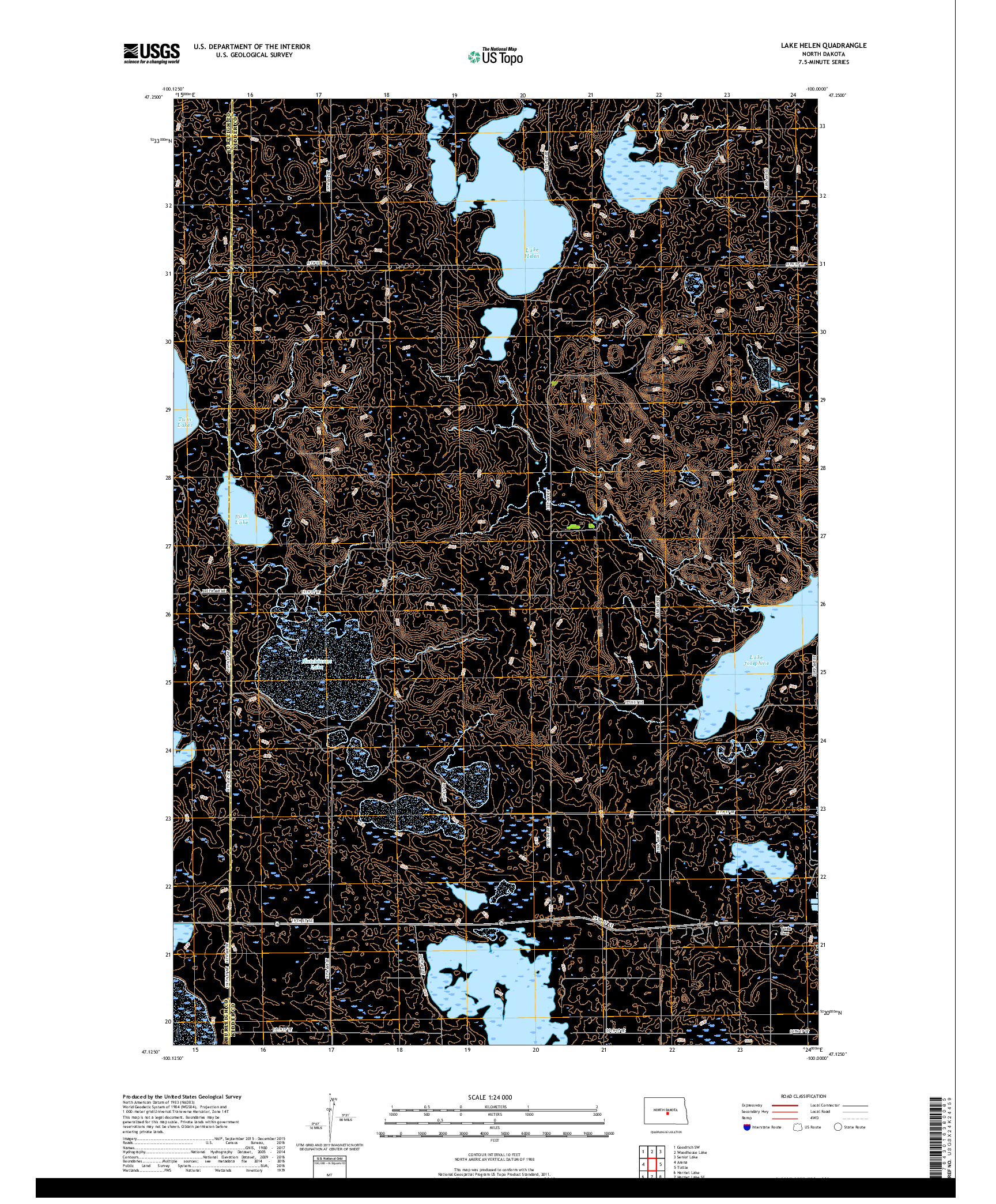 USGS US TOPO 7.5-MINUTE MAP FOR LAKE HELEN, ND 2017