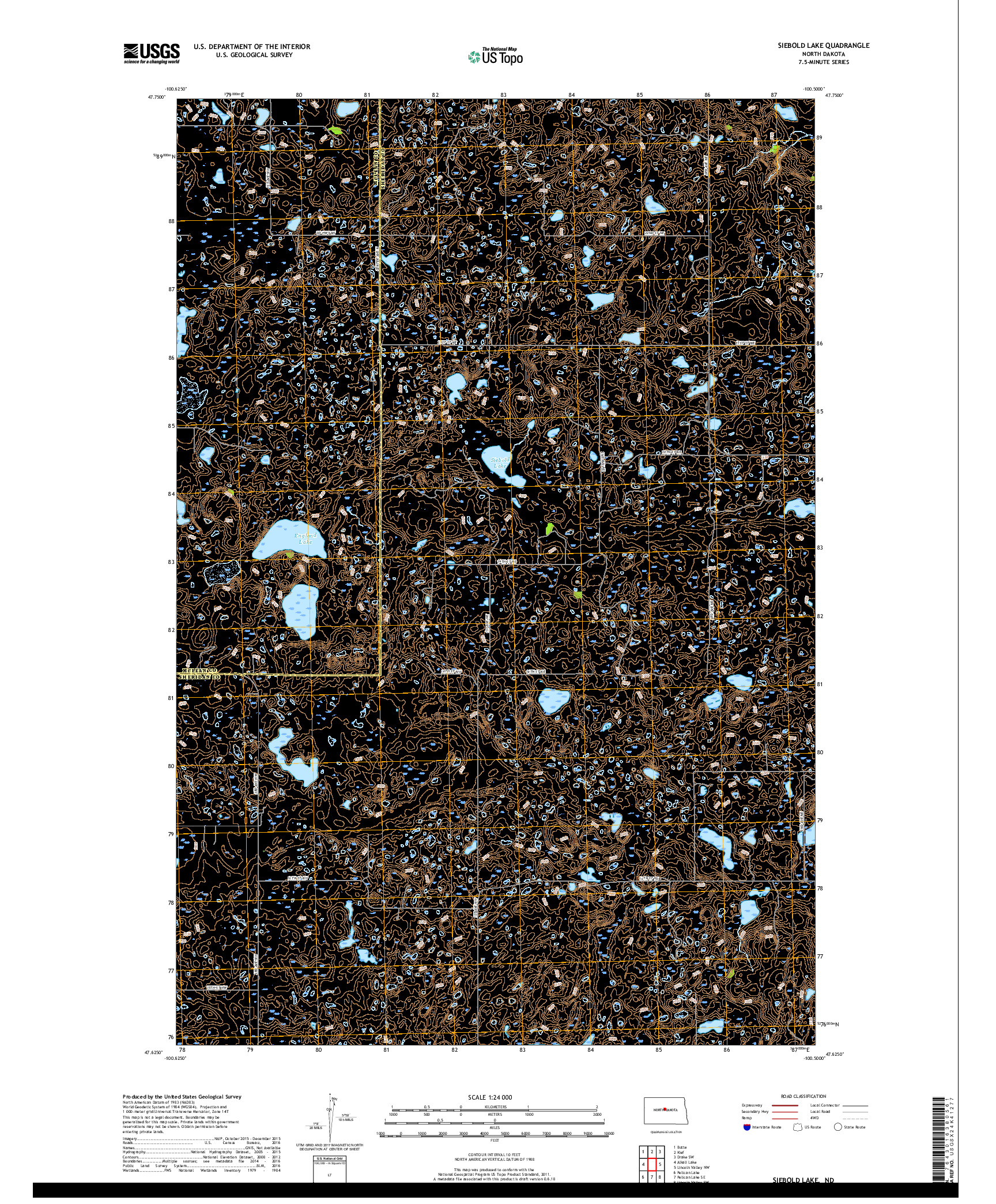 USGS US TOPO 7.5-MINUTE MAP FOR SIEBOLD LAKE, ND 2017