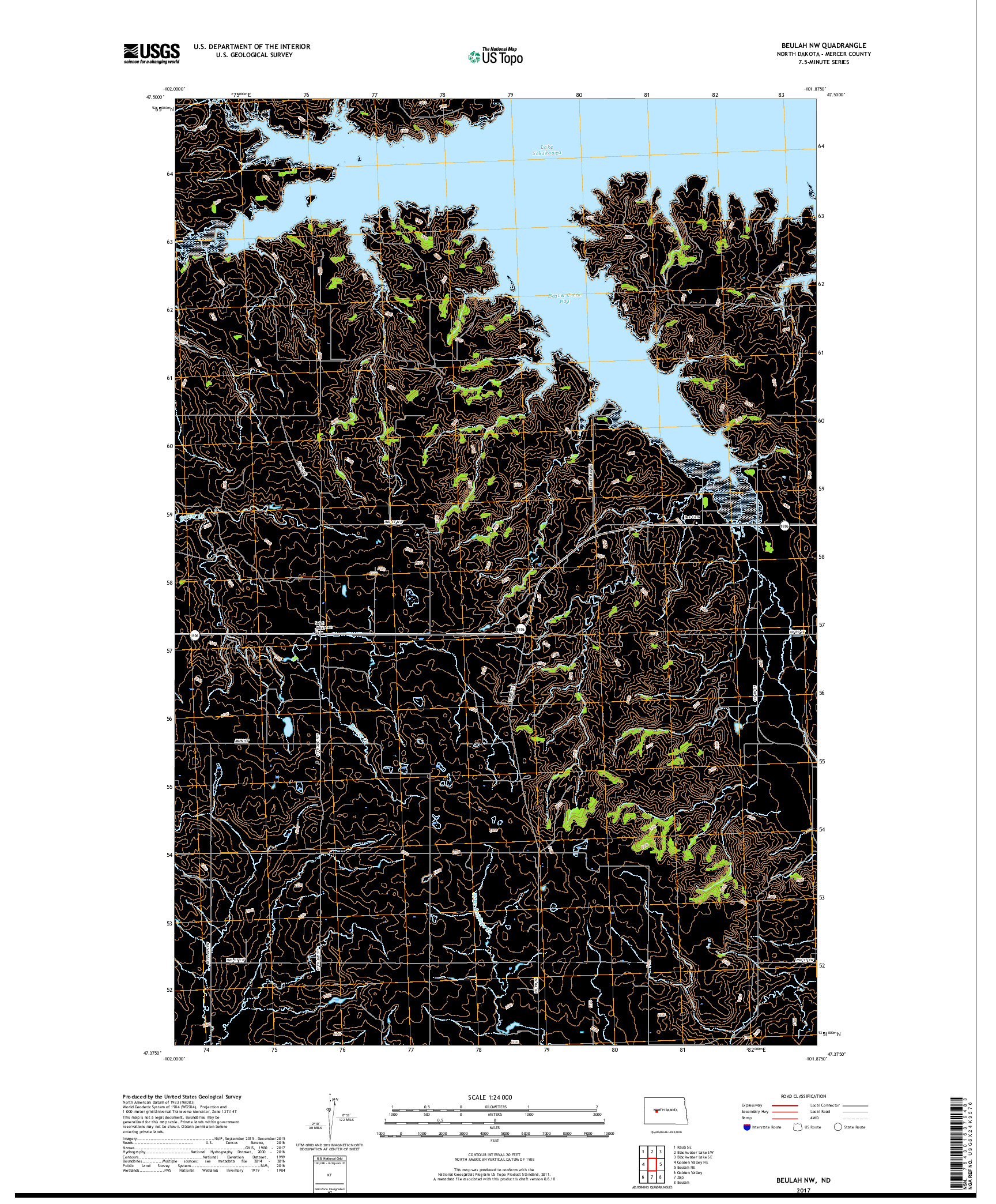 USGS US TOPO 7.5-MINUTE MAP FOR BEULAH NW, ND 2017