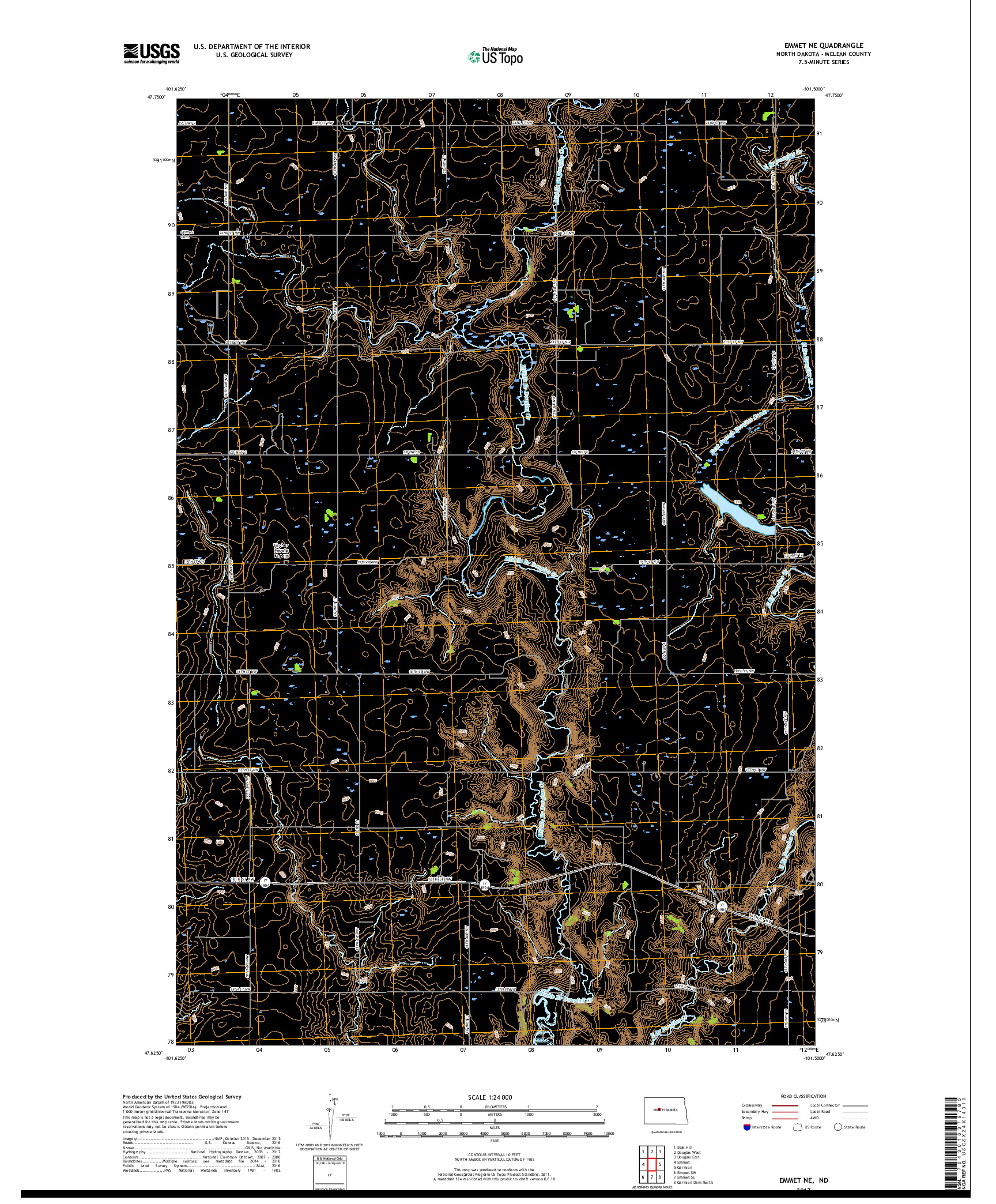 USGS US TOPO 7.5-MINUTE MAP FOR EMMET NE, ND 2017