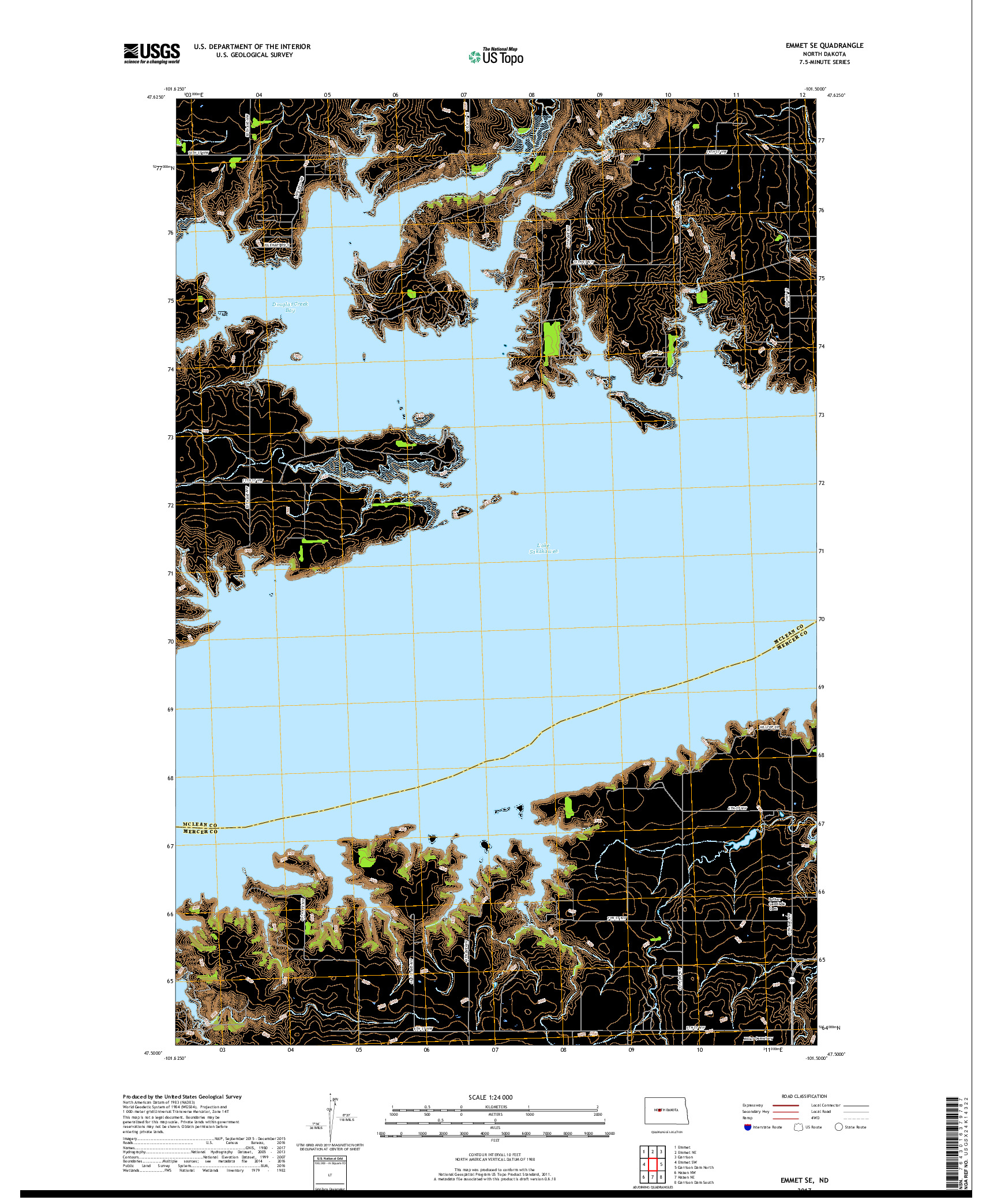 USGS US TOPO 7.5-MINUTE MAP FOR EMMET SE, ND 2017