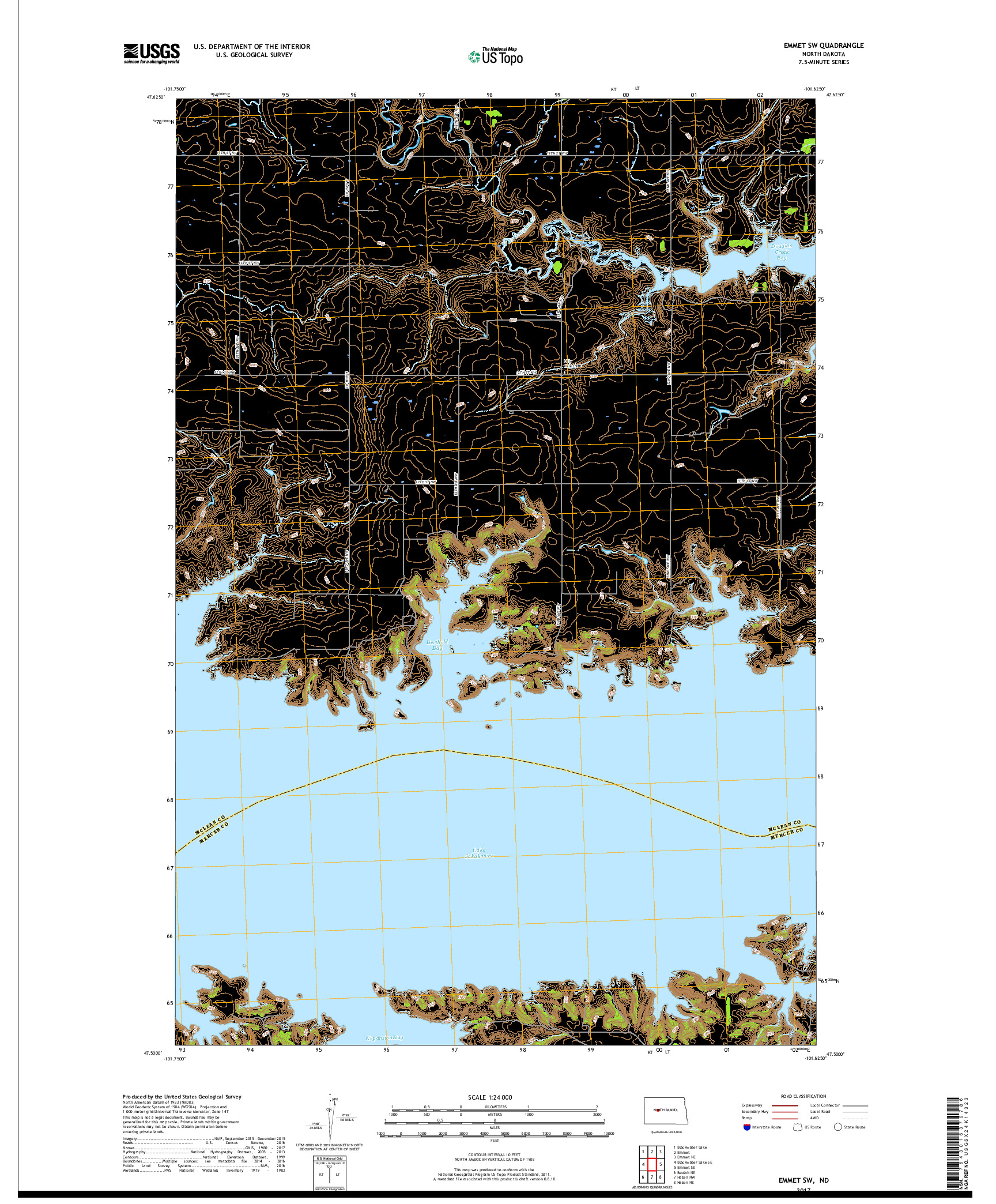 USGS US TOPO 7.5-MINUTE MAP FOR EMMET SW, ND 2017