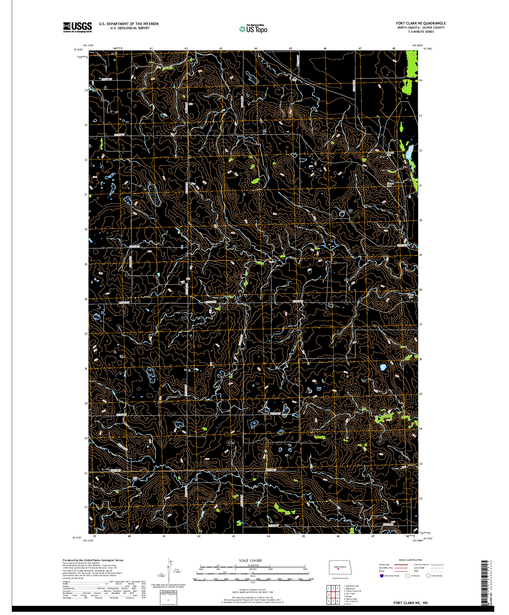 USGS US TOPO 7.5-MINUTE MAP FOR FORT CLARK NE, ND 2017