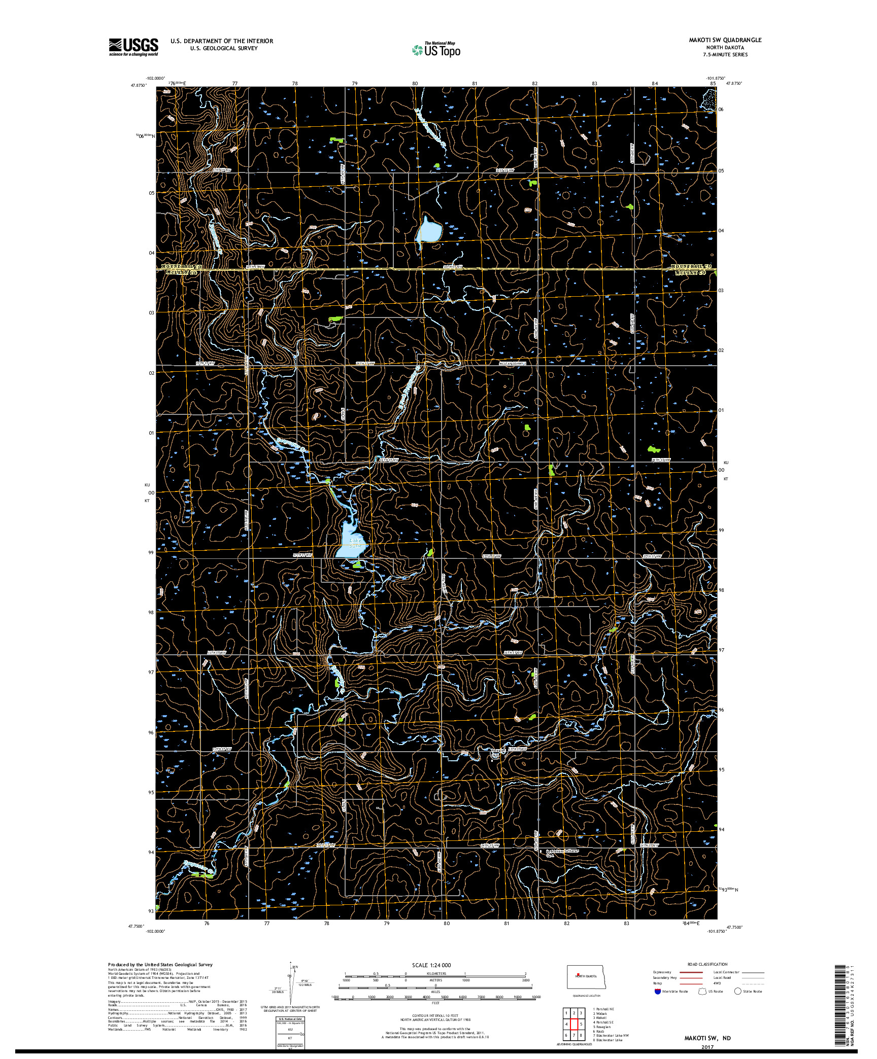 USGS US TOPO 7.5-MINUTE MAP FOR MAKOTI SW, ND 2017