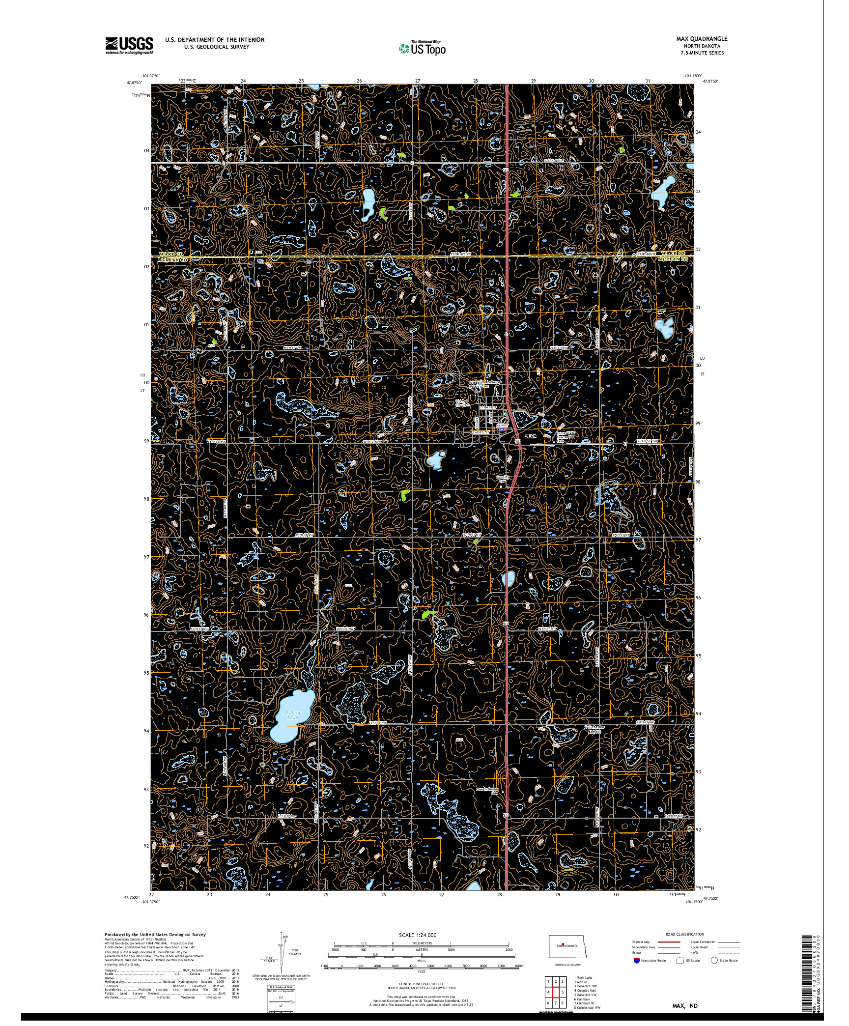 USGS US TOPO 7.5-MINUTE MAP FOR MAX, ND 2017