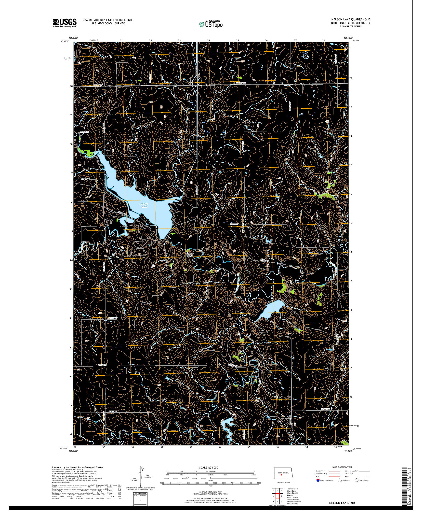USGS US TOPO 7.5-MINUTE MAP FOR NELSON LAKE, ND 2017
