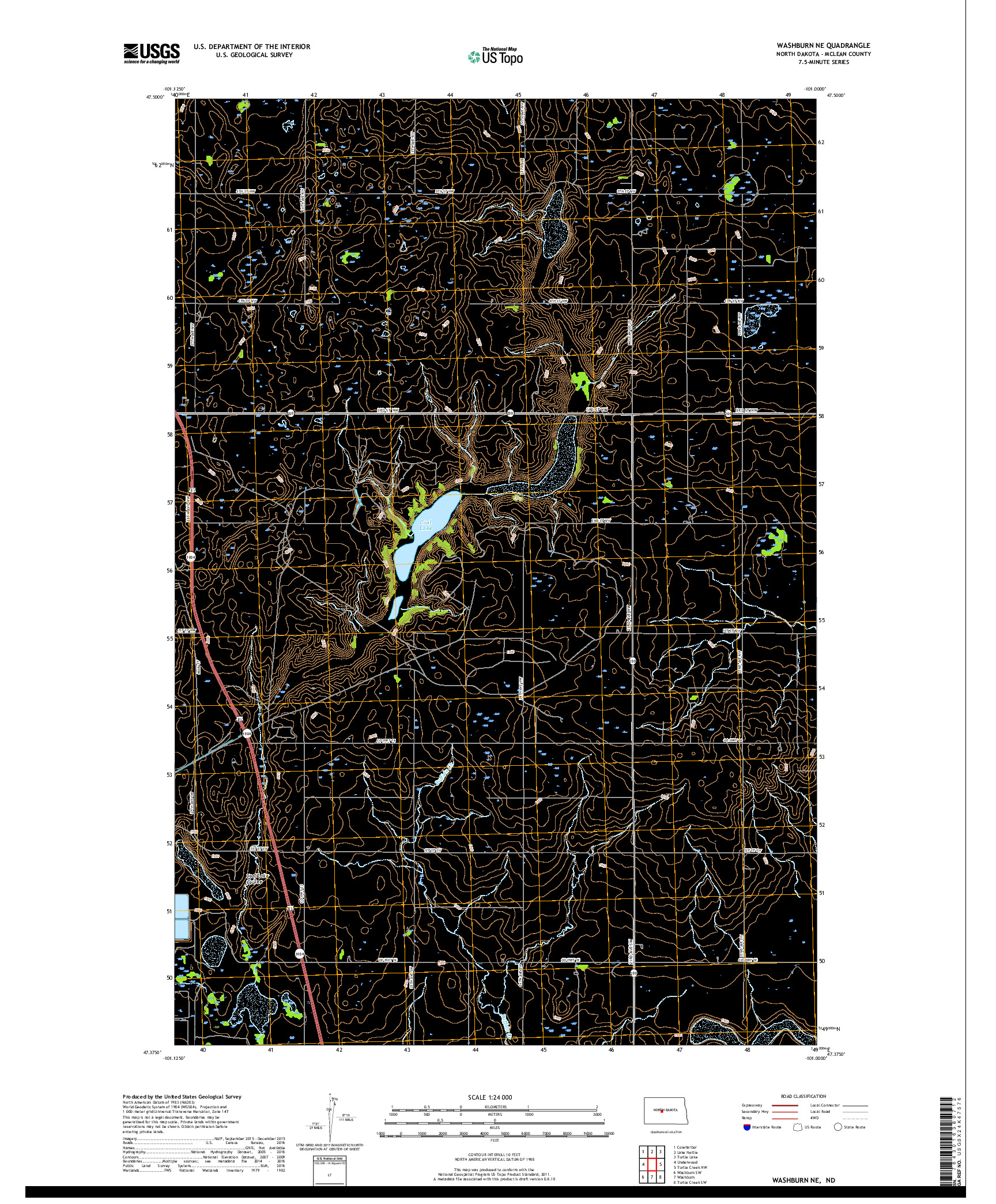 USGS US TOPO 7.5-MINUTE MAP FOR WASHBURN NE, ND 2017