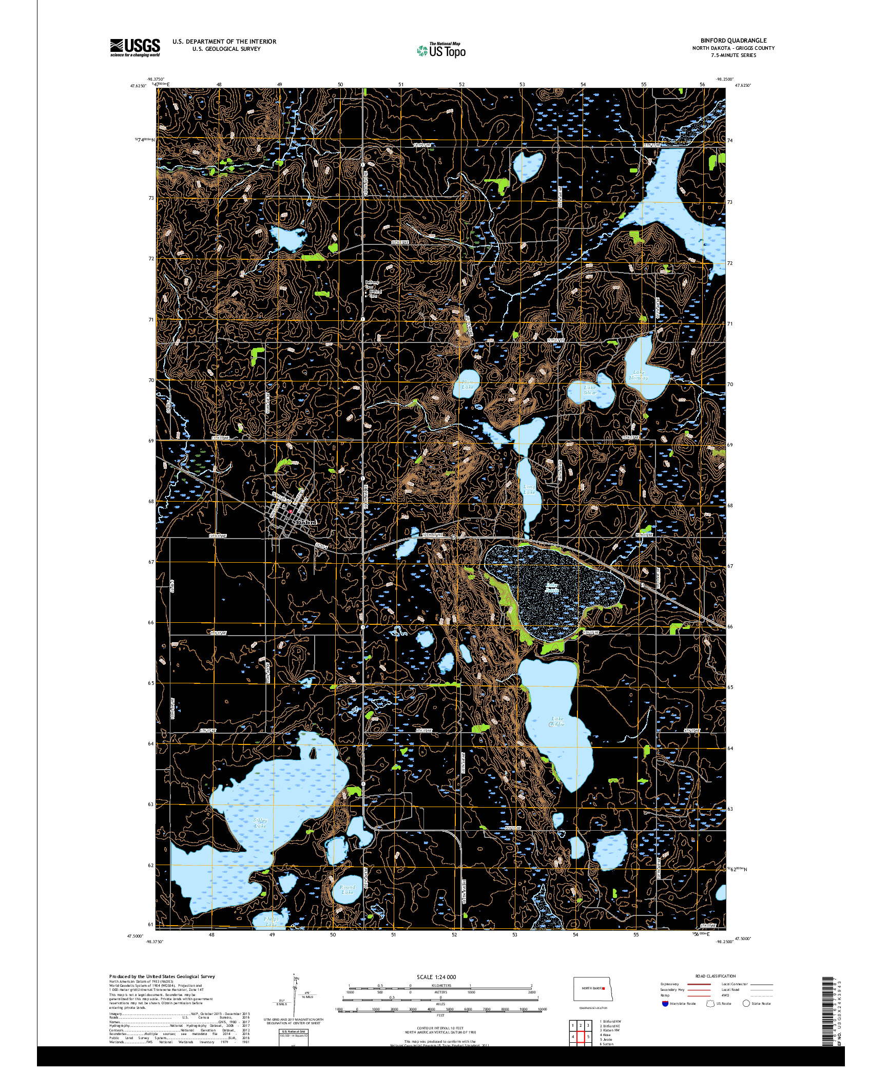 USGS US TOPO 7.5-MINUTE MAP FOR BINFORD, ND 2017