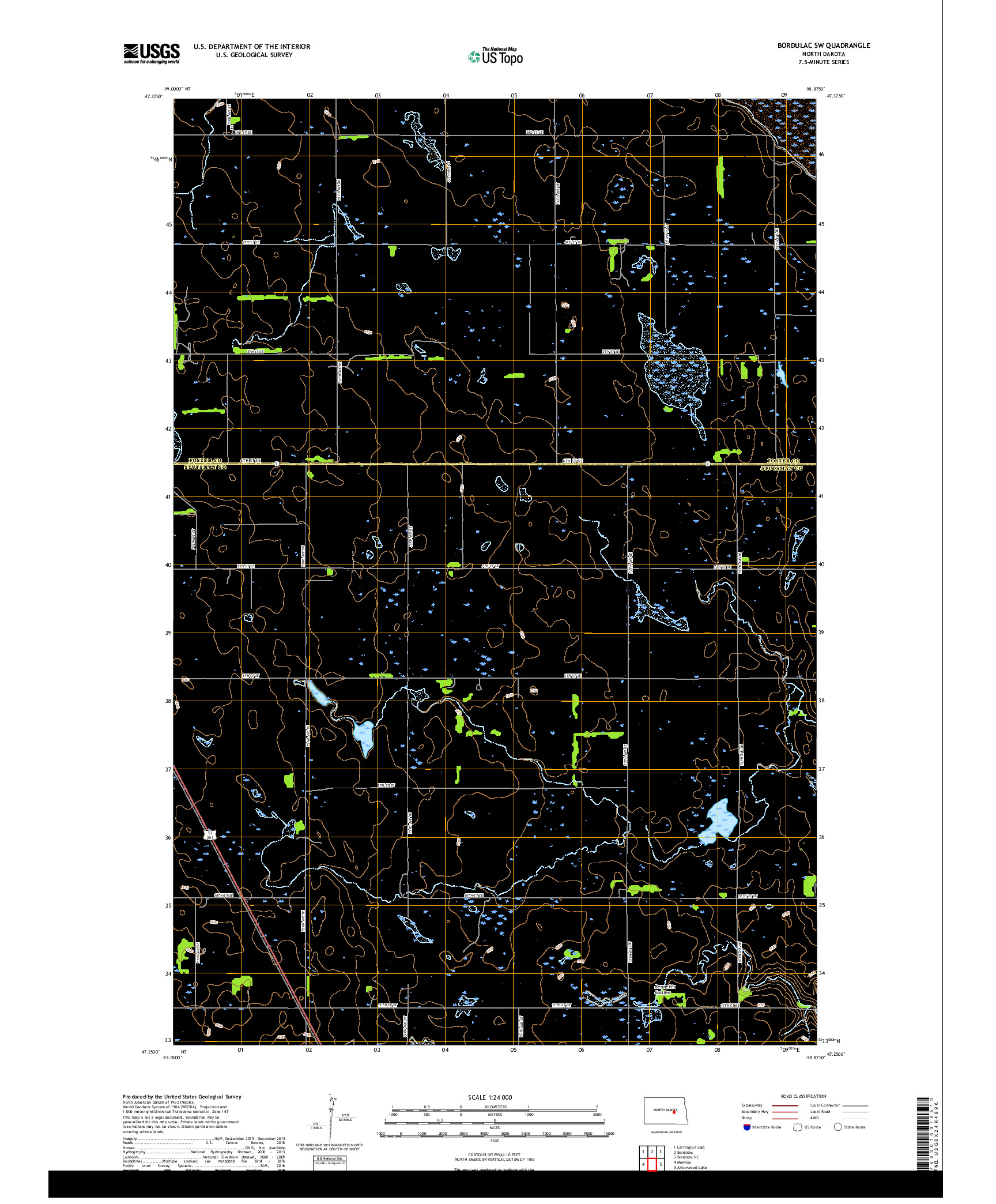 USGS US TOPO 7.5-MINUTE MAP FOR BORDULAC SW, ND 2017