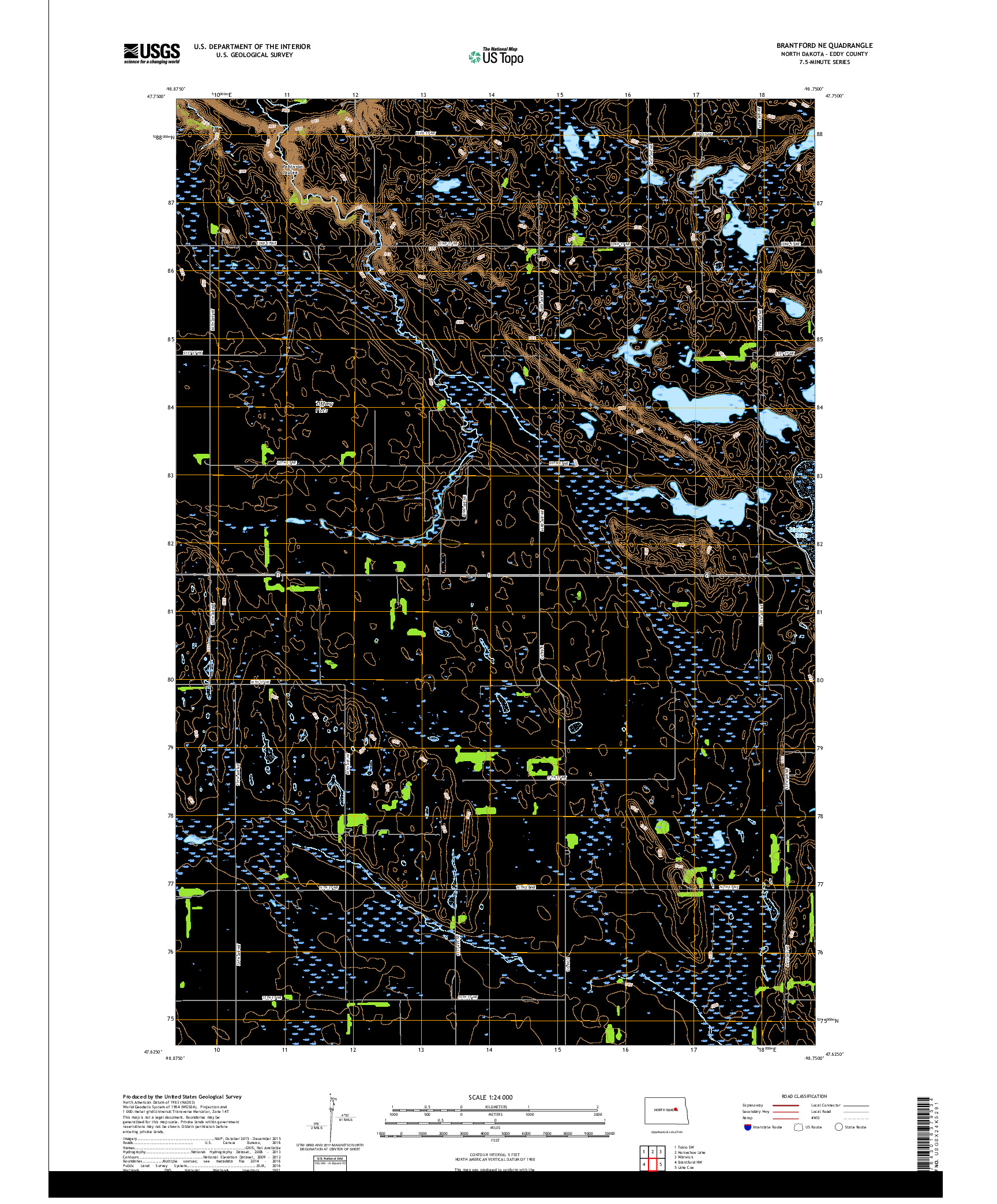 USGS US TOPO 7.5-MINUTE MAP FOR BRANTFORD NE, ND 2017