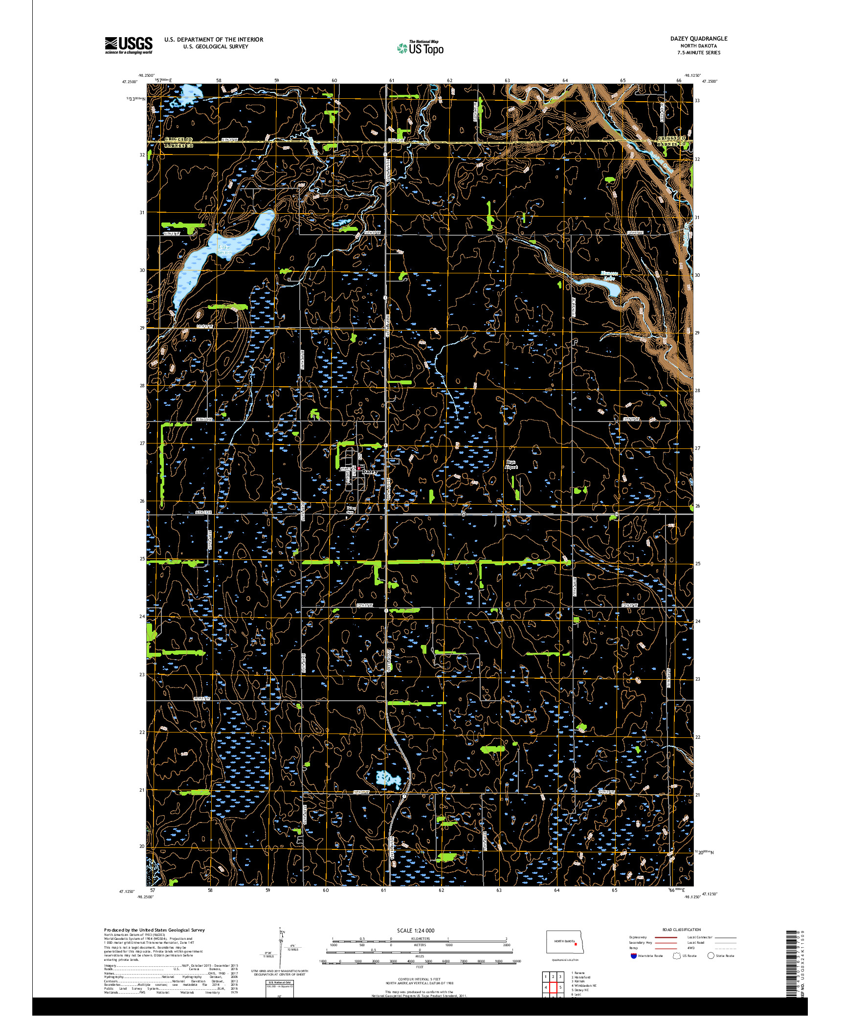 USGS US TOPO 7.5-MINUTE MAP FOR DAZEY, ND 2017