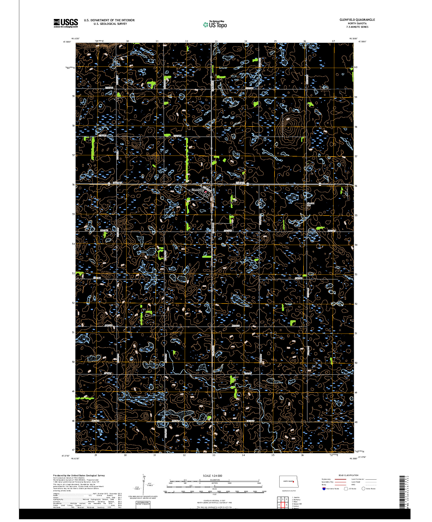 USGS US TOPO 7.5-MINUTE MAP FOR GLENFIELD, ND 2017