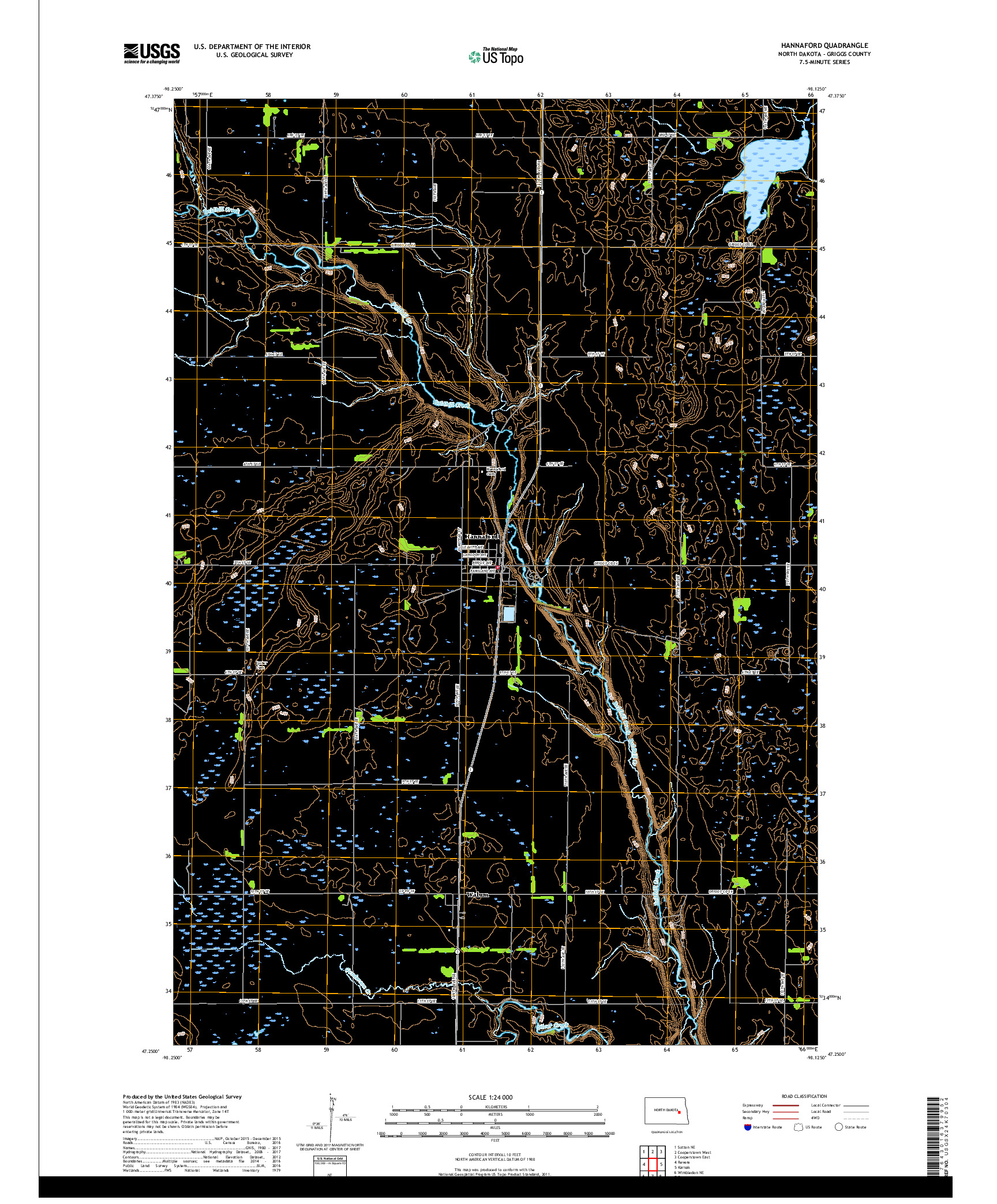 USGS US TOPO 7.5-MINUTE MAP FOR HANNAFORD, ND 2017