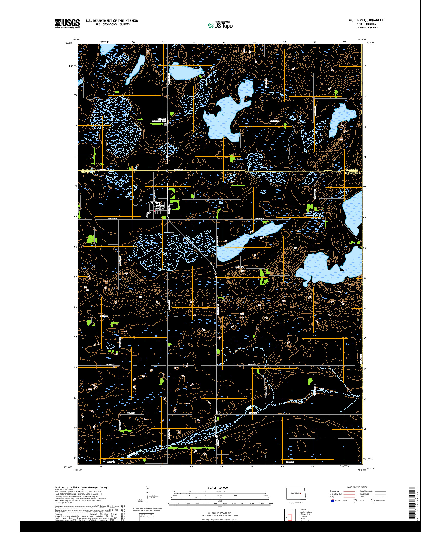USGS US TOPO 7.5-MINUTE MAP FOR MCHENRY, ND 2017