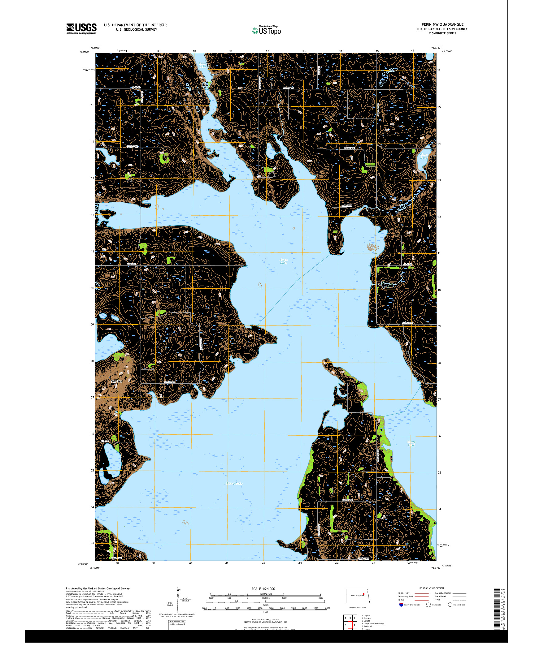 USGS US TOPO 7.5-MINUTE MAP FOR PEKIN NW, ND 2017