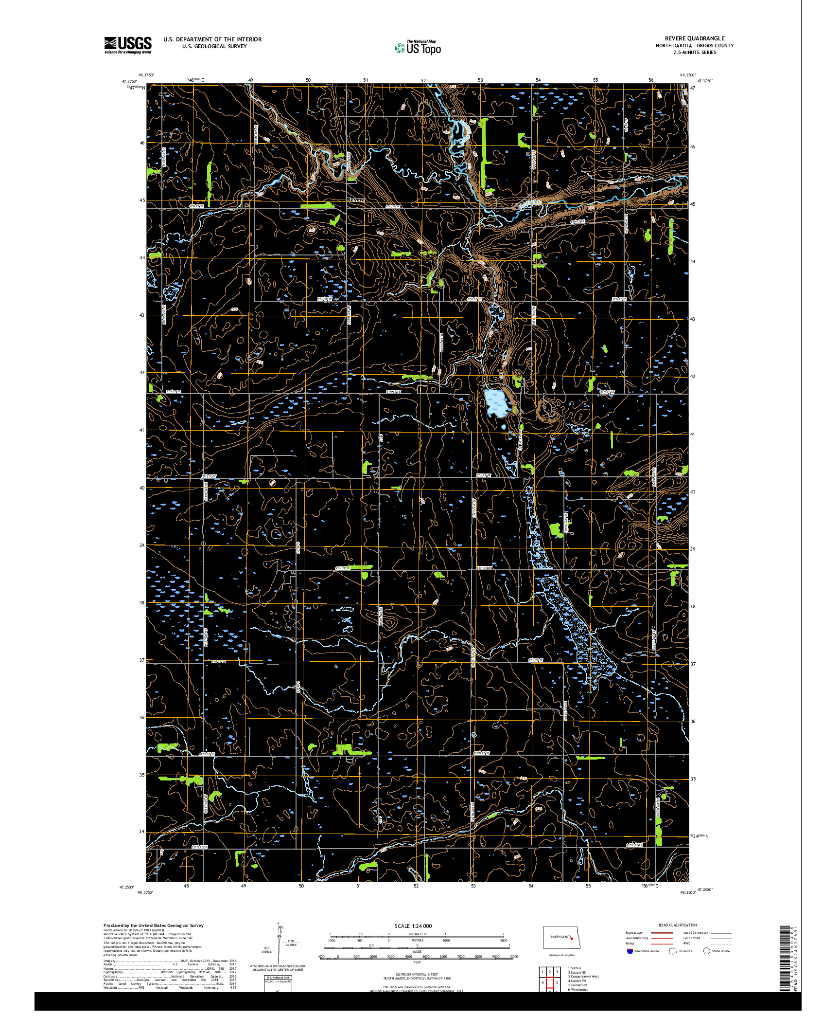 USGS US TOPO 7.5-MINUTE MAP FOR REVERE, ND 2017