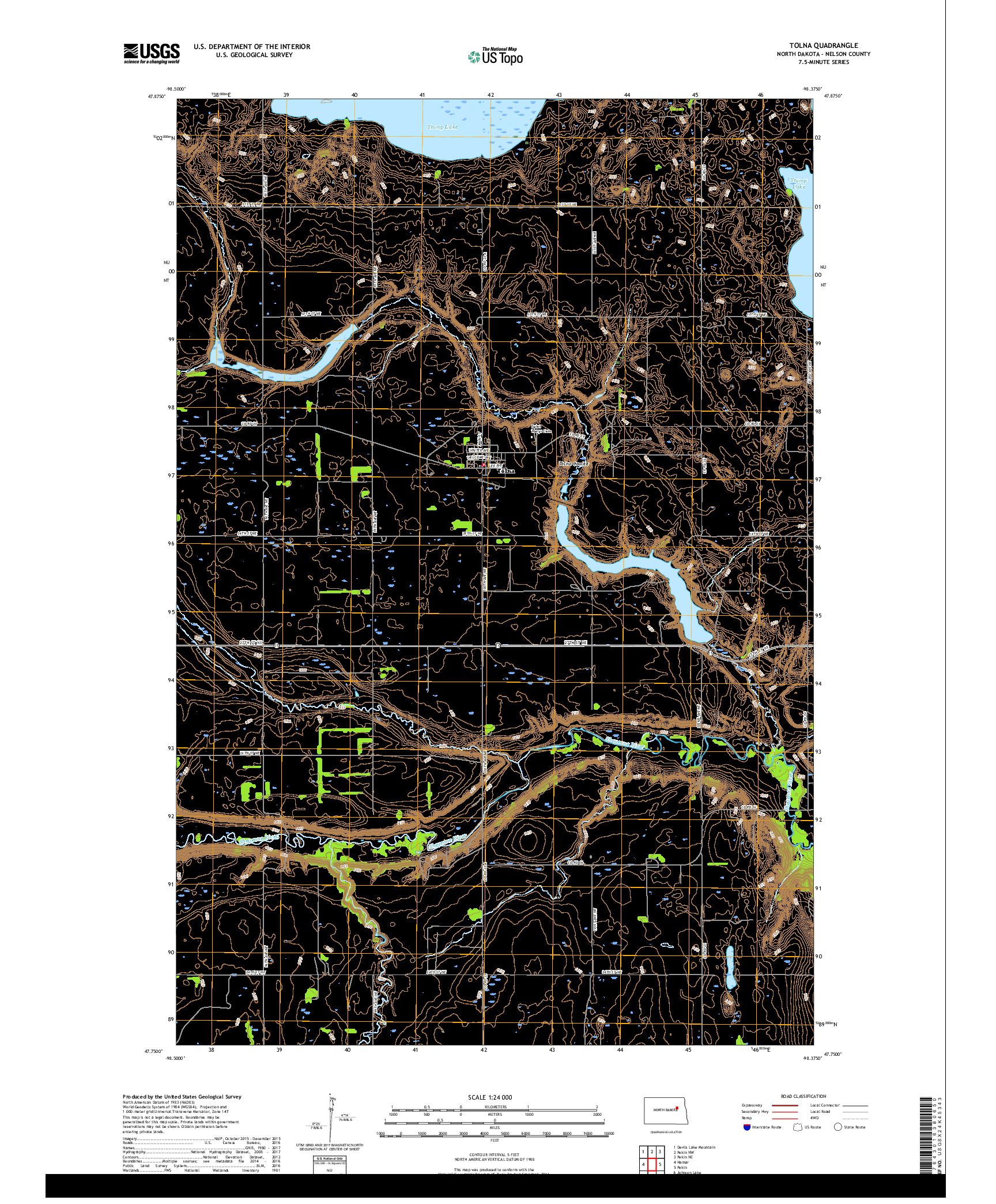 USGS US TOPO 7.5-MINUTE MAP FOR TOLNA, ND 2017