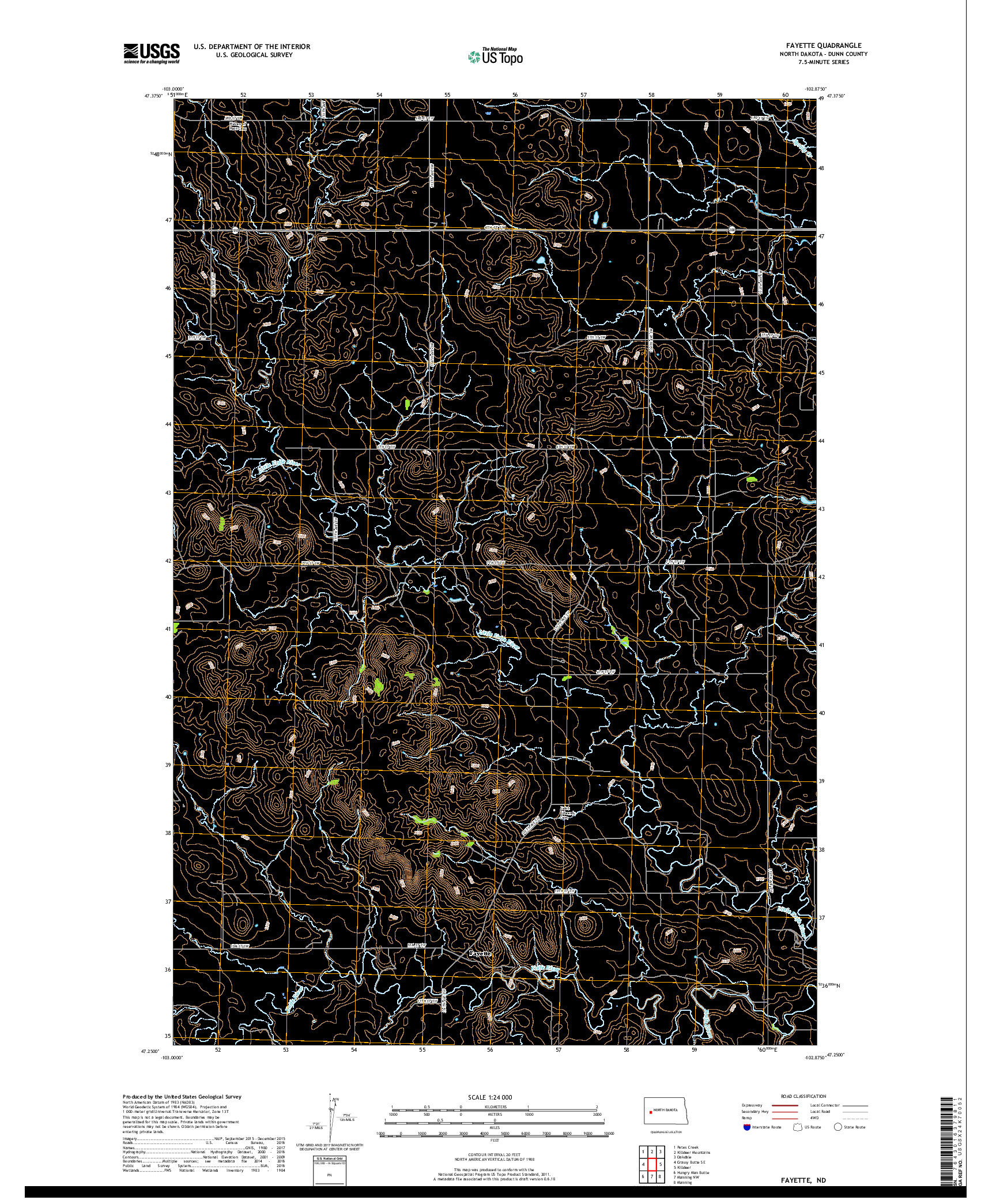 USGS US TOPO 7.5-MINUTE MAP FOR FAYETTE, ND 2017